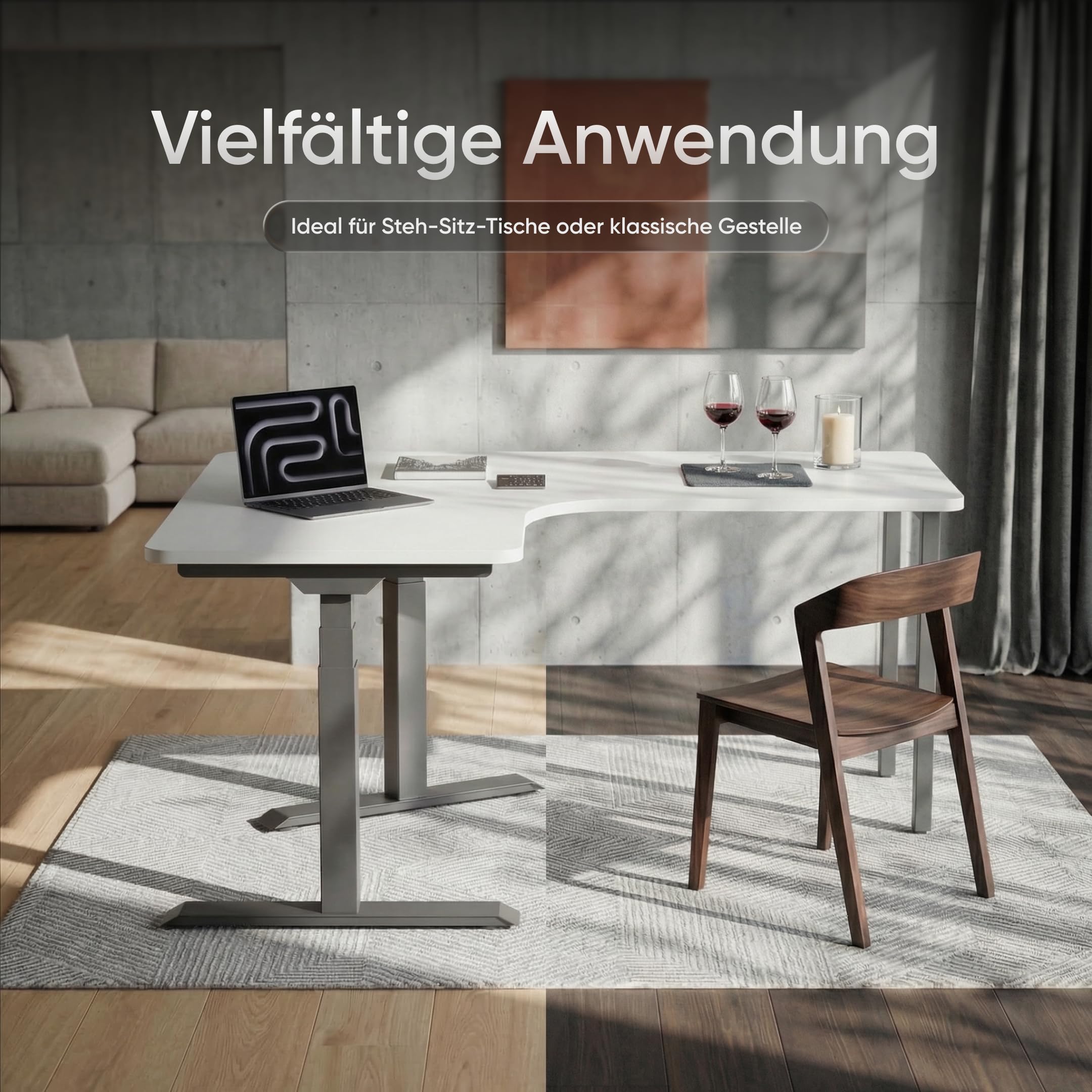 Tischplatte eckig (Weiß) - 25 mm Massive & Kratzfeste Schreibtischplatte mit Melaminbeschichtung, langlebige und robuste Tischplatte für Büroschreibtische (160 × 130 × 70 cm)