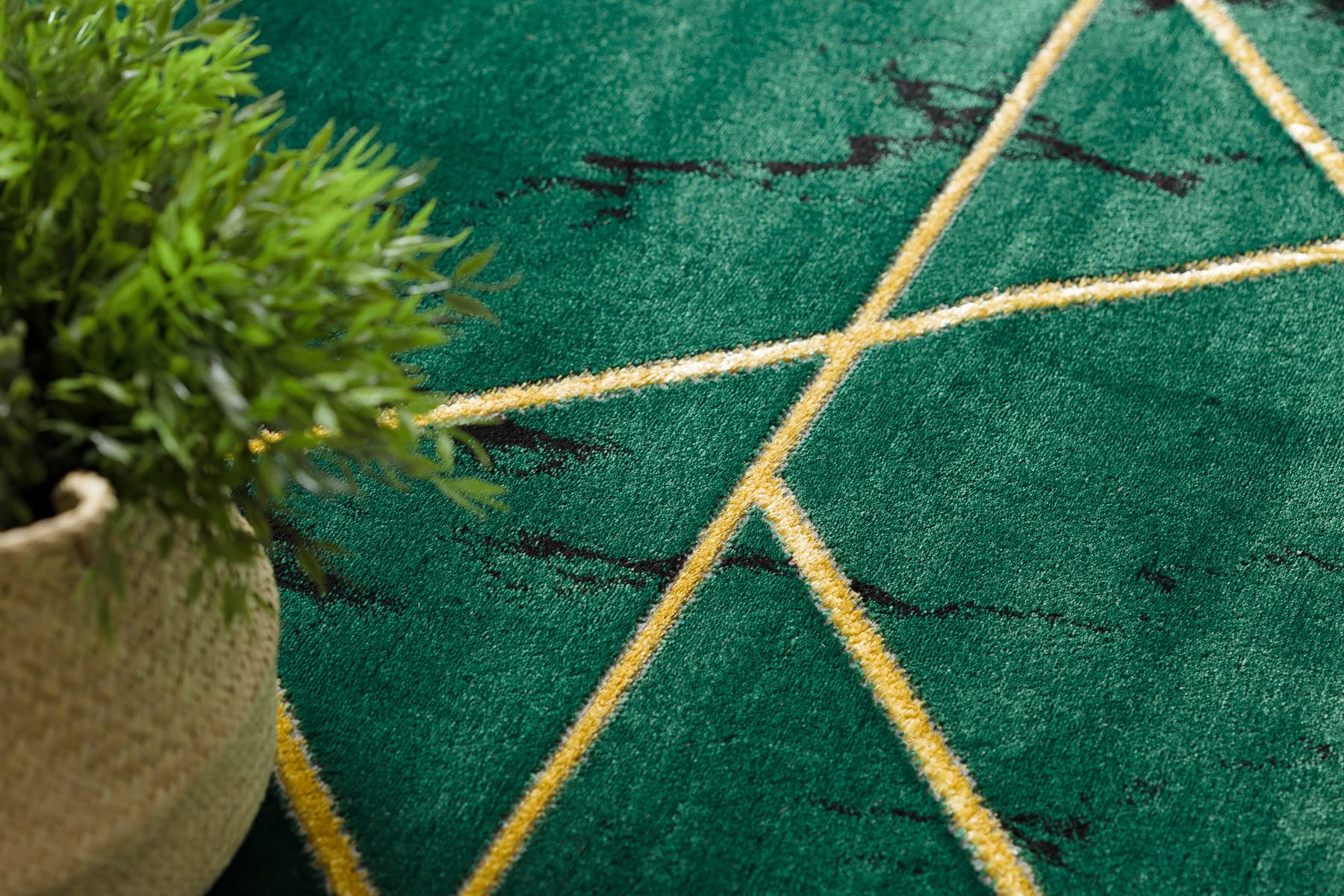 Ekskluzywny dywan Emerald 1012 okrąg - glamour, stylowy marmur, geometryczny butelkowy zielony / złoty okrąg 160 cm zielony