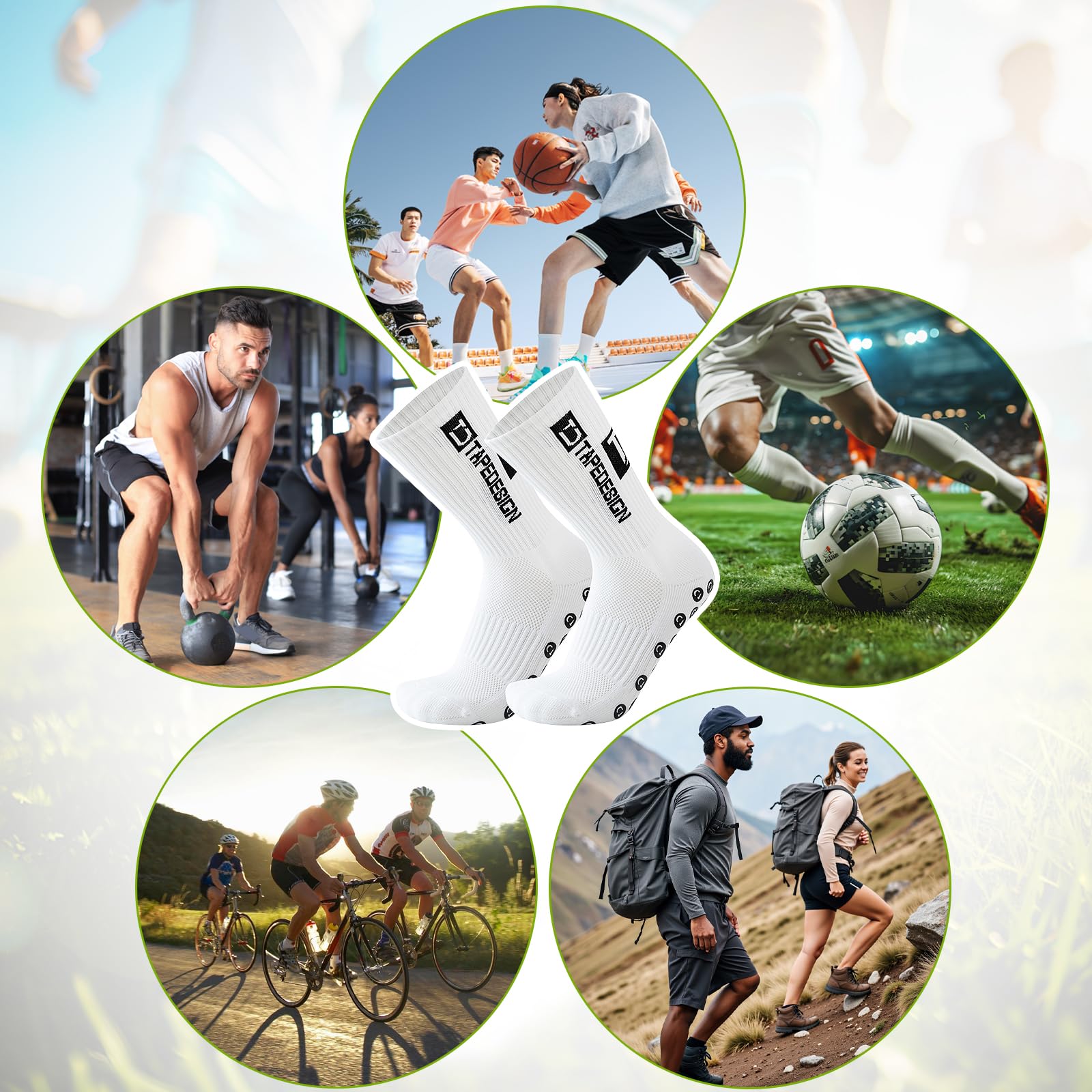 6 Pares de Calcetines Deportivos Antideslizantes, Calcetines de Fútbol, 39-46 Calcetiness Antideslizantes Futbol, Calcetiness Deporte Unisex para Running Ciclismo Trekking Baloncesto