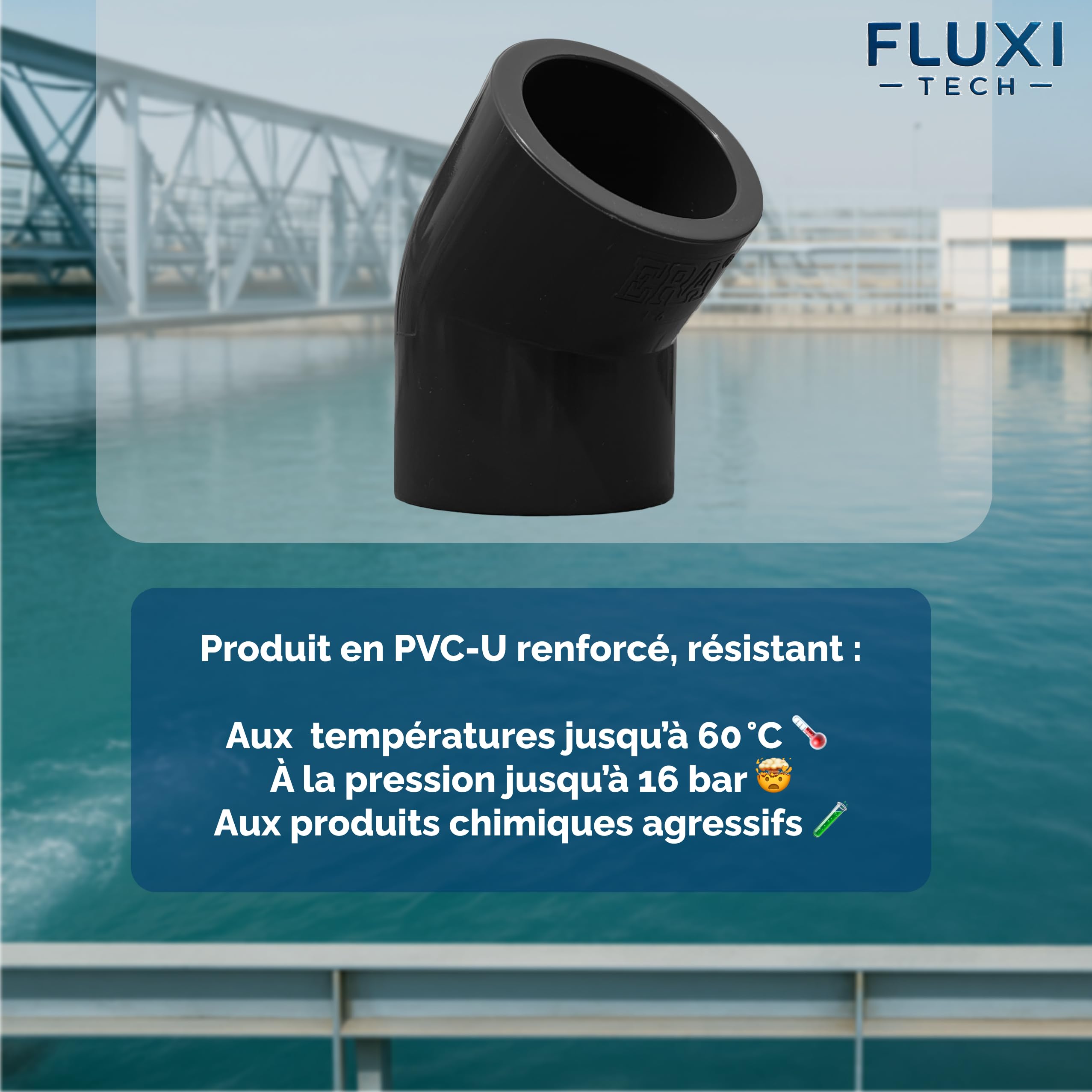 FLUXI-TECH - Coude PVC 45° à Coller 25mm En PVC - Lot De 10