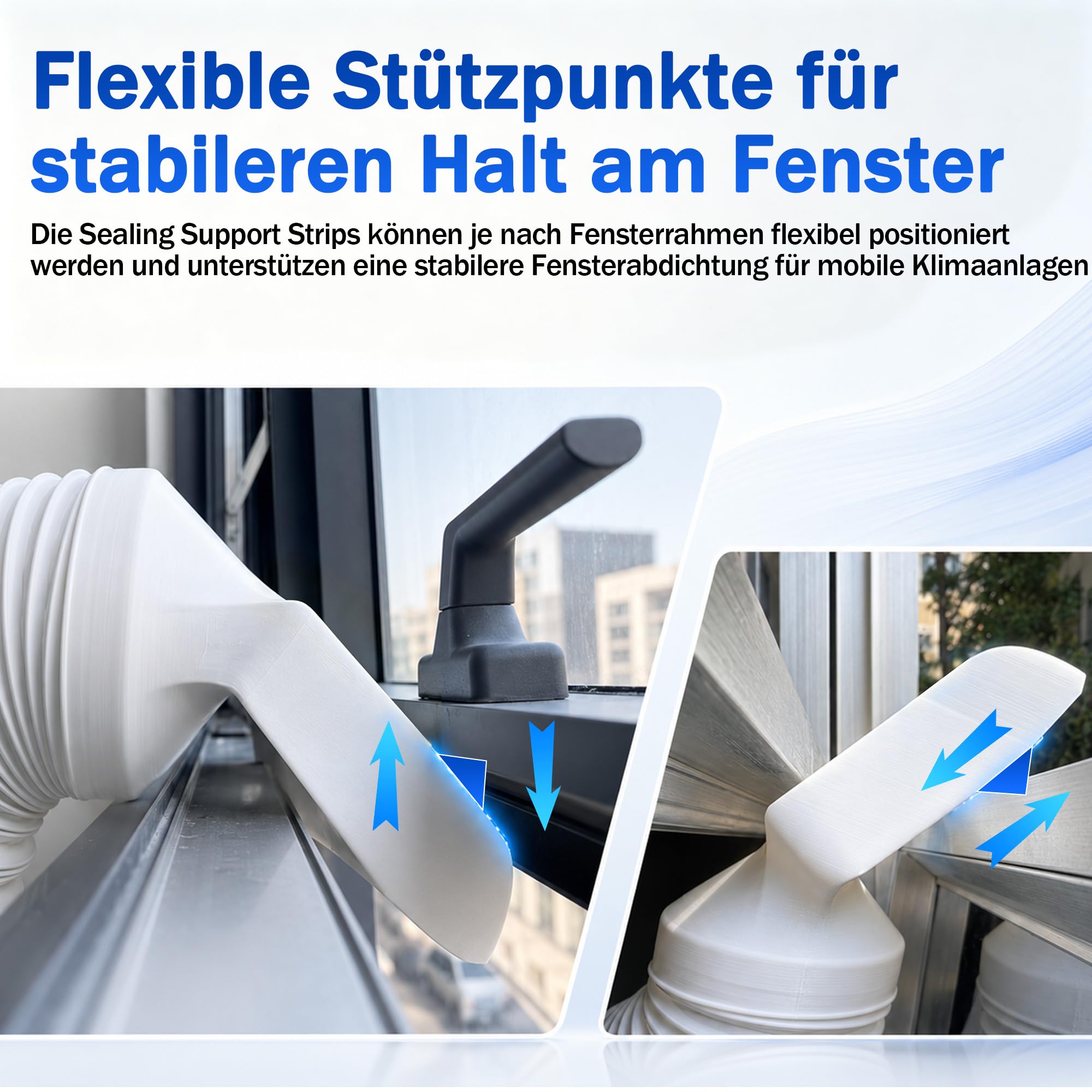 Enhon Fensteradapter Klimaanlage Abluft Ø150 mm, Klimaanlage Fensterabdichtung mit adaptivem Montagesystem, Fensterdurchführung für Kippfenster & Dachfenster, flache Öffnung 24,38 × 3,81 cm