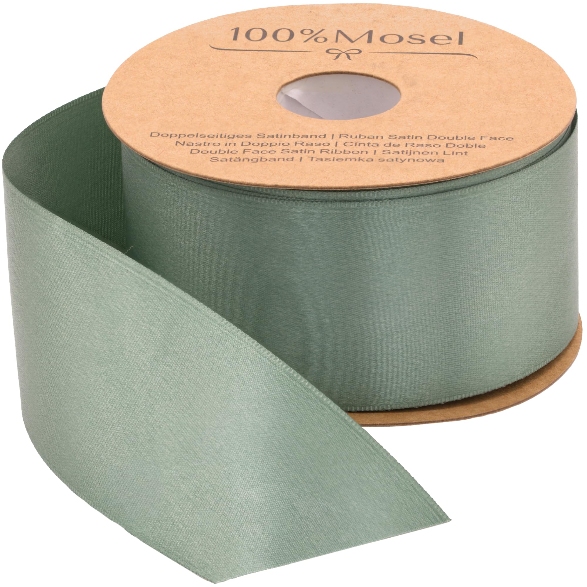 100% Mosel Satinband, in Weiß, matt glänzendes Geschenkband, edles Schleifenband zum Dekorieren & Basteln, zum Einpacken besonderer Geschenke, für Hochzeiten, Taufen, uvm.