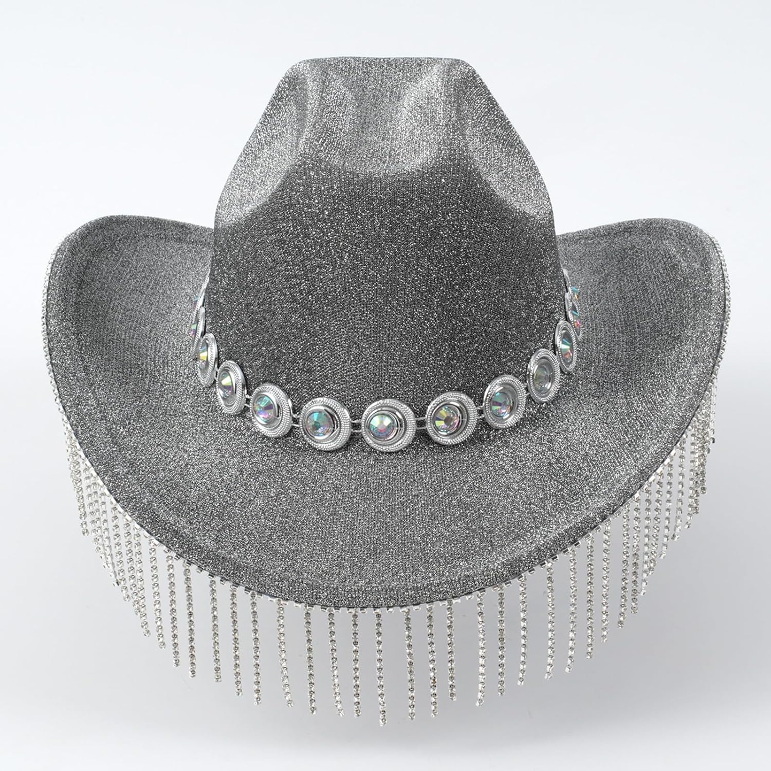 Eye Catching Cowboy Hats with Fringes Carnivals Role Party Cowgirl Hat Sunproof Wide Brims Disco Party Felts Hat Rhin