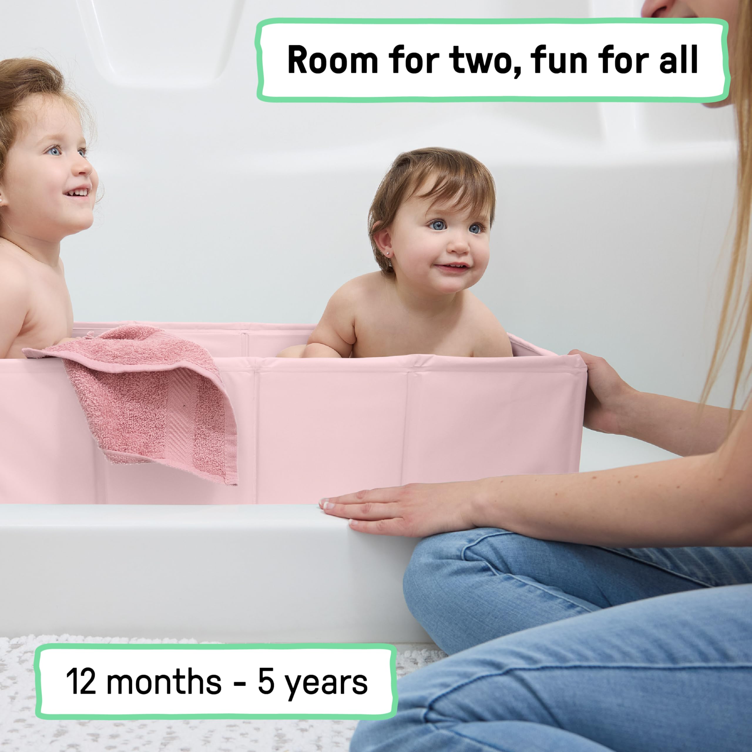 Ingenuity Vasca da bagno per bambini, converte la doccia in vasca, si ripiega per riporla, facile da pulire, nessun montaggio richiesto, 12M-5Y