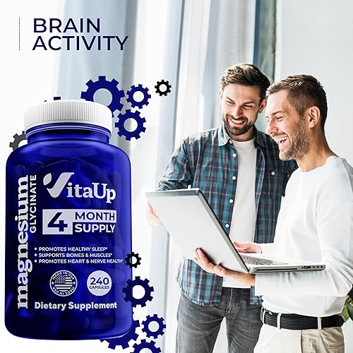 Miniatura 5 de VitaUp Glicinato de magnesio 200 mg  Bisglicinato de magnesio fabricado en Estados Unidos  Alivio del estrés y corazón, músculo, metabolismo, apoyo