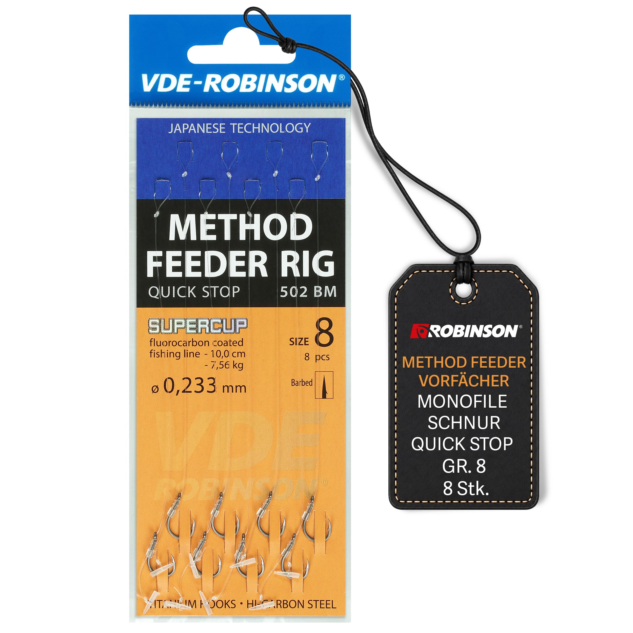 ROBINSON Method Feeder Vorfächer Fertig Gebunden | 8 Angelhaken Mit Vorfach