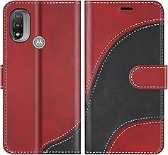 BoxTii Hülle für Moto E20 / Moto E30 / Moto E40, PU Leder Handyhülle für Moto E20 / Moto E30 / Moto E40, Ledertasche Klapphülle Schutzhülle mit Kartenfächer und Magnetverschluss, Rot