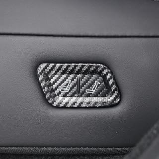 Car Rear Seat Adjustment Frame Cover Compatible with Tesla Model Y Juniper 2025 Performance Suede Carbon Fiber Leather Adjust Button Sticker Interior Trim Tuning Accessories (Carbon Fiber)