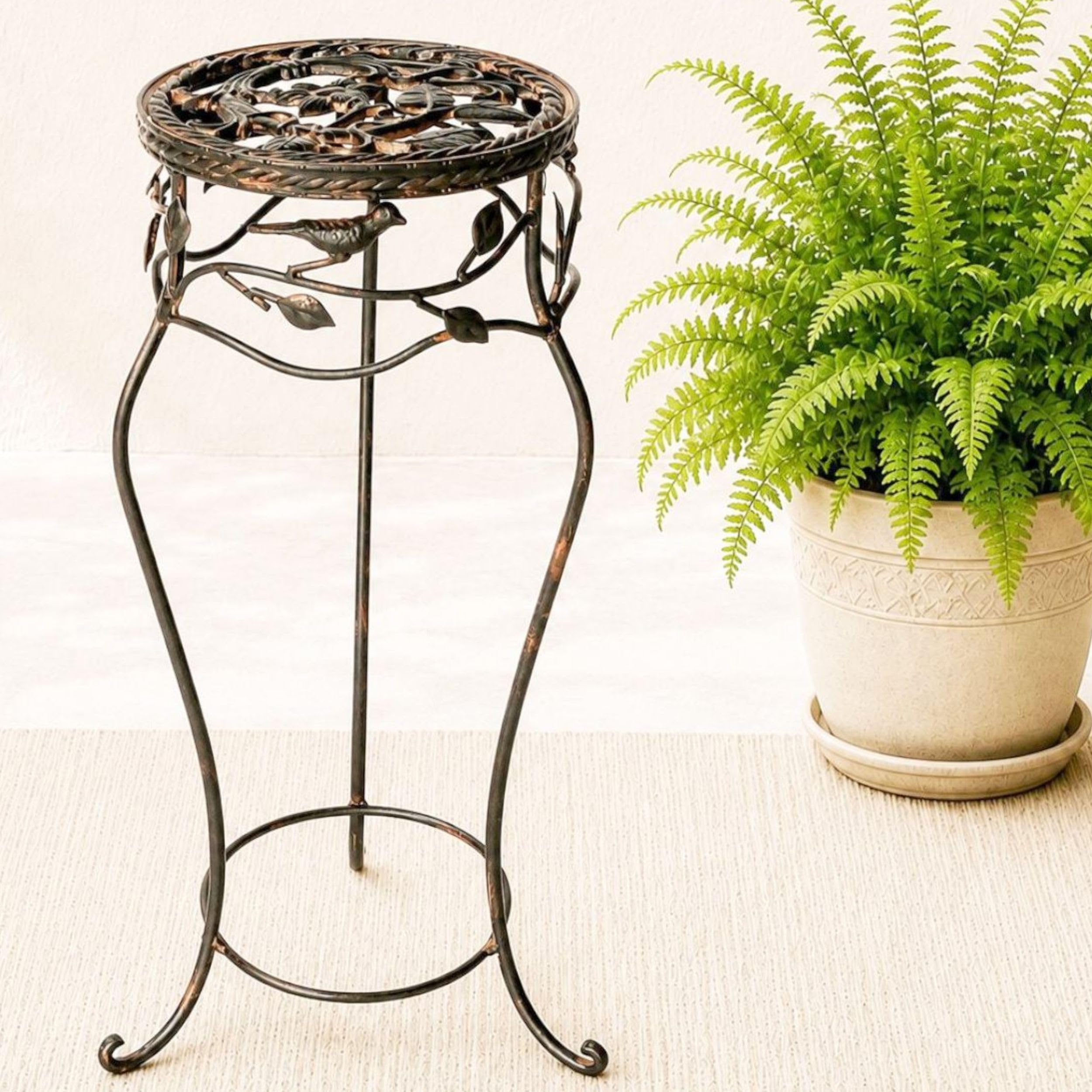 DanDiBo Taboret na kwiaty, metalowy, czarny, okrągły, 78 cm, stojak na kwiaty, 18215, kolumna na na kwiaty, stojak na kwiaty, styl vintage, (wysokość 78 cm, średnica 27 cm/L)