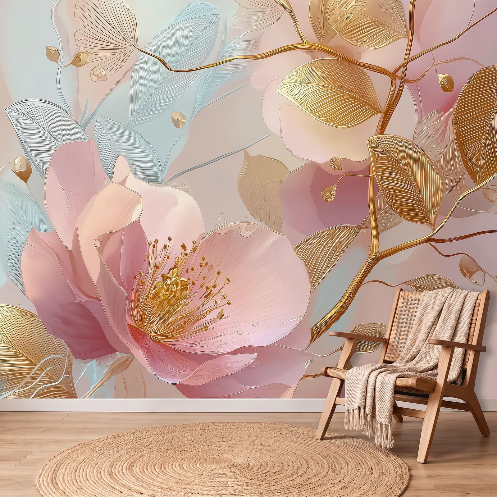 WTD - Papel pintado fotográfico (fieltro, 300 x 210 cm, diseño de flores, 300 x 210 cm, montaje rápido, resistente a la luz