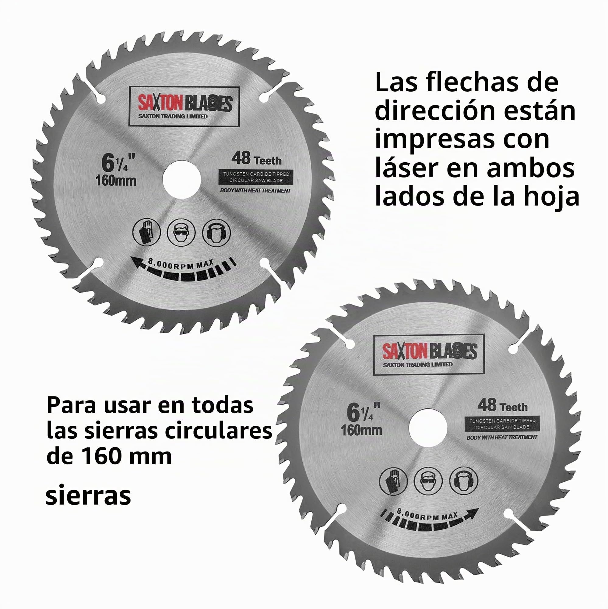 Saxton - 3 hojas de sierra circular (160 x 20 mm, carburo de tungsteno)