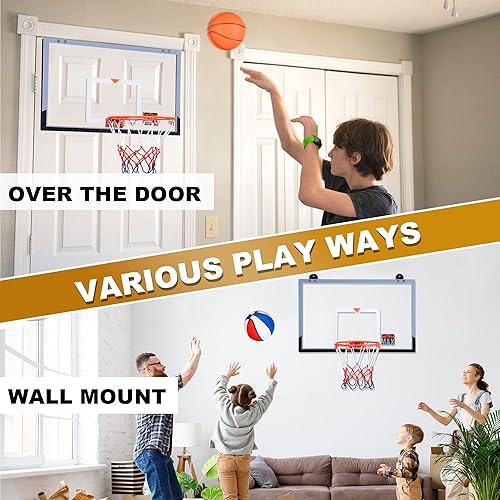 Miniatura 2 de Mini aro de baloncesto grande para interiores para montaje en pared y puerta, 25 x 16 pulgadas, tablero grande para oficina y juego en casa, regalo