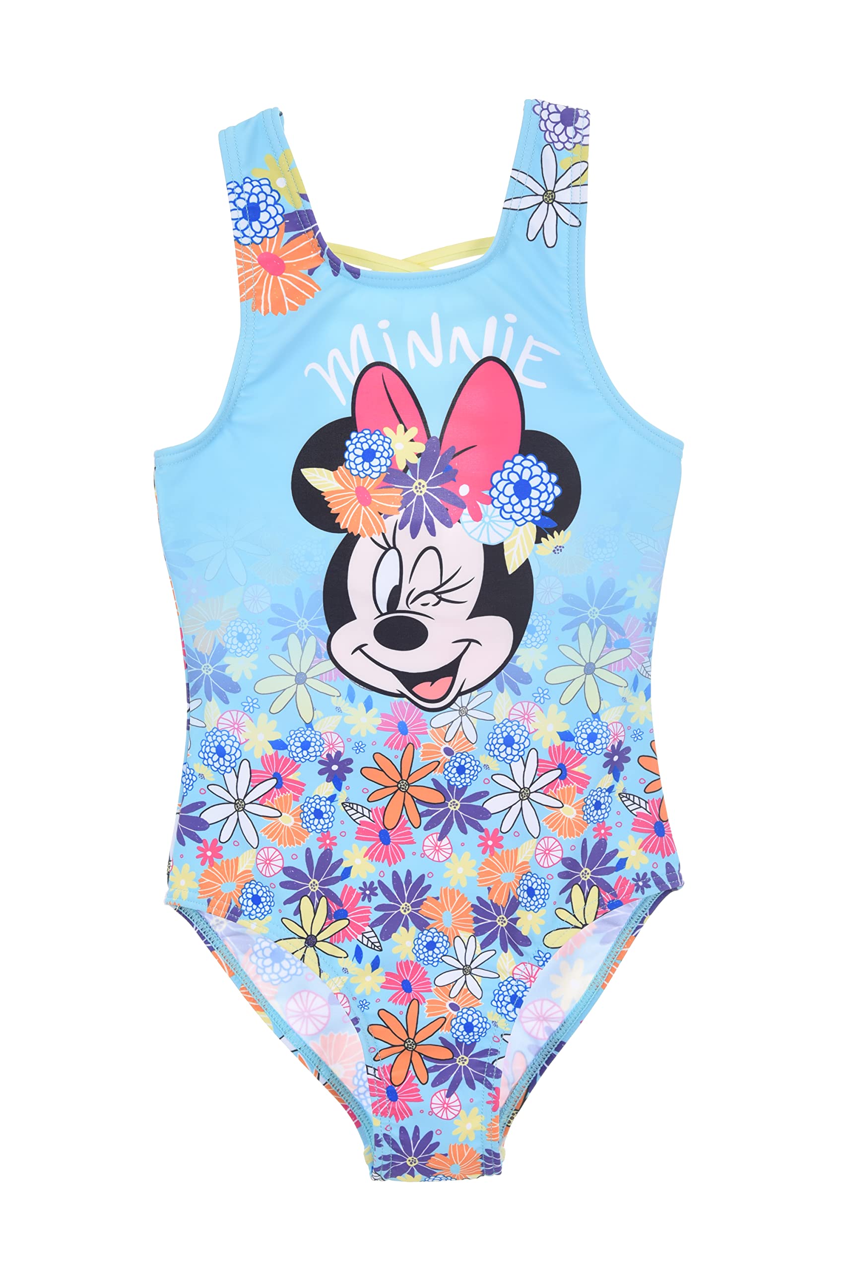 Disney Minnie Mouse Bañador para Niña, Bañador de Una Pieza, Diseño Floral, Bañador de Natación, Regalo para Niñas, Tallas 3 a 8 Años