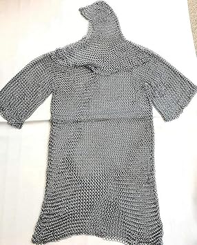Medieval Haubergeon Full Size Chain Mail Shirt and Hood COIF Armor