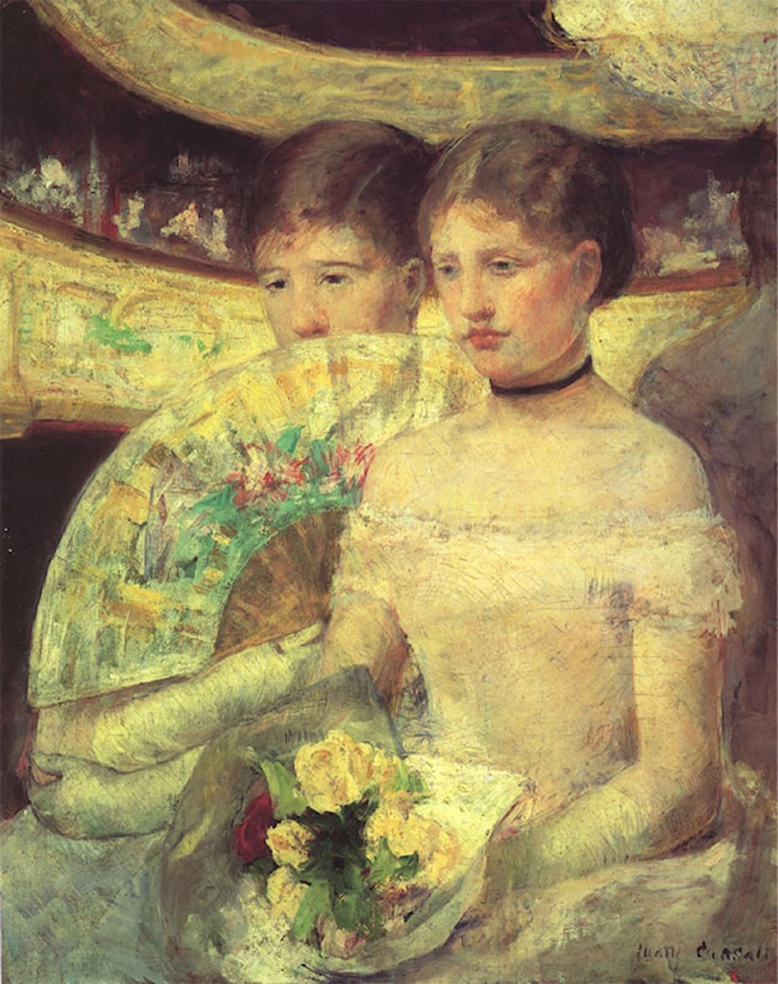 SERENDIPITP Retro Picture Poster Wall Art Pictures Painting the Loge by Mary Cassatt Wall Art Canvas Print for Wall Decor 60x90cm