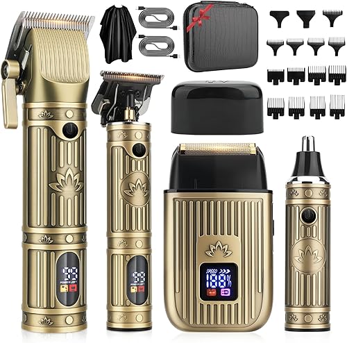 Cortadora de pelo para hombres profesionales, juego de cortapelos y recortadora de barbero con hoja en T, 4 en 1 para hombre, kit de peluquería,