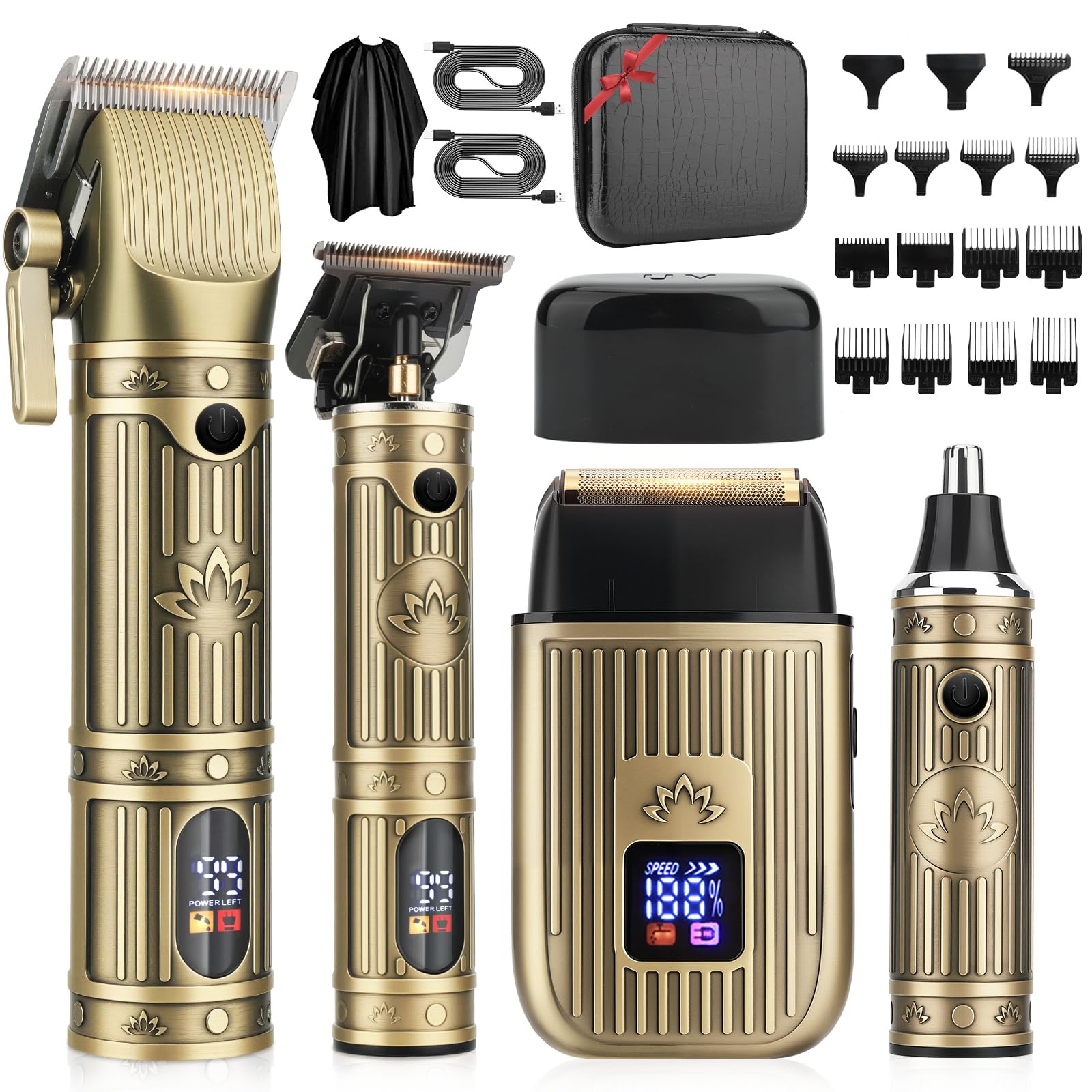 Hair Clippers for Men Professional T-Blade Barber Clippers and Trimmer Set 4 in 1 Mens Cordless Hair Clipper