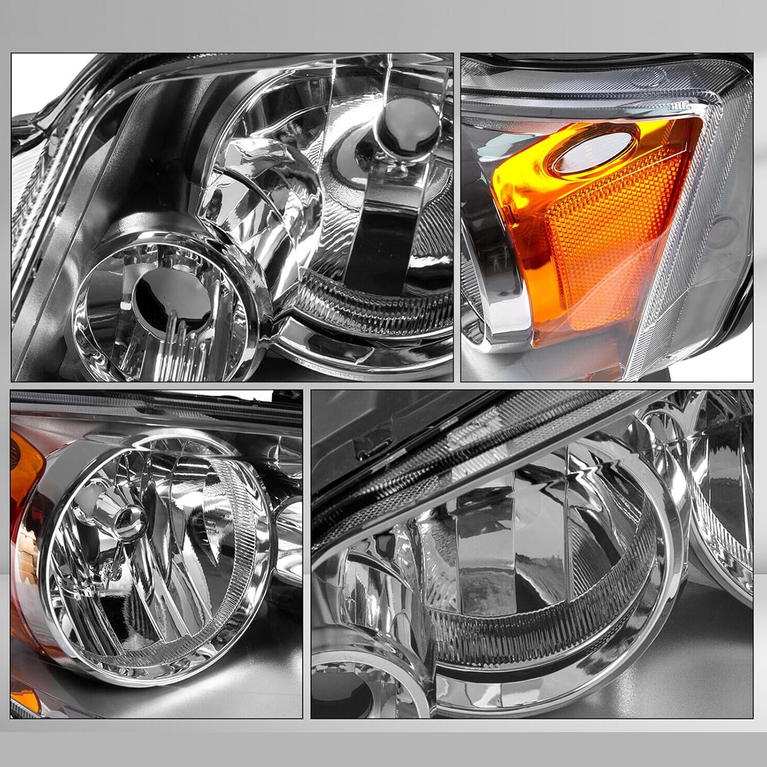 APSVE 2PCS Chrome Headlight Compatible with 2011 2012 2013 2014 2015 2016 2017 2018 Dodge Grand Caravan For 2008-2016 Chrysler Town & Country Headlight+Corner Parking Turn Signal Marker Light, Clear