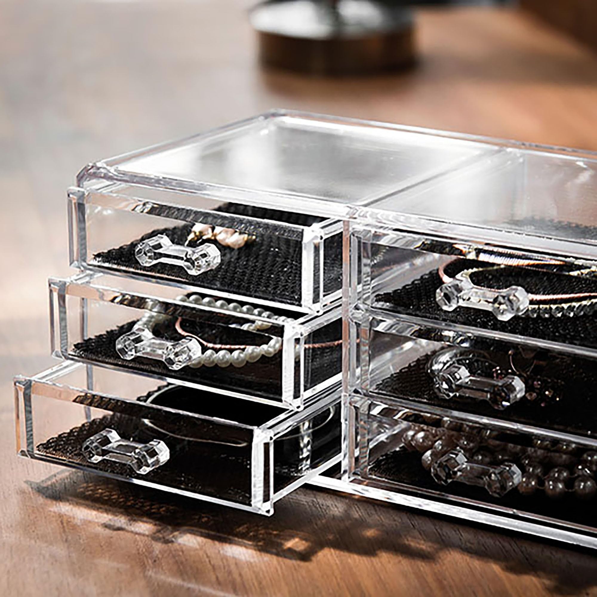 Compactor Bijoux Organizer 6 Cassetti, Polistirene Trasparente, 23.8 x 15 x H. 11 cm, RAN6044