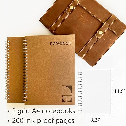 Miniatura 3 de le vent Paquete de 2 cuadernos grandes de espiral de 8.5 x 11 pulgadas con papel grueso de 3.53 ozm, cuadrados, cuadrados, cuadrados, cuadrados,