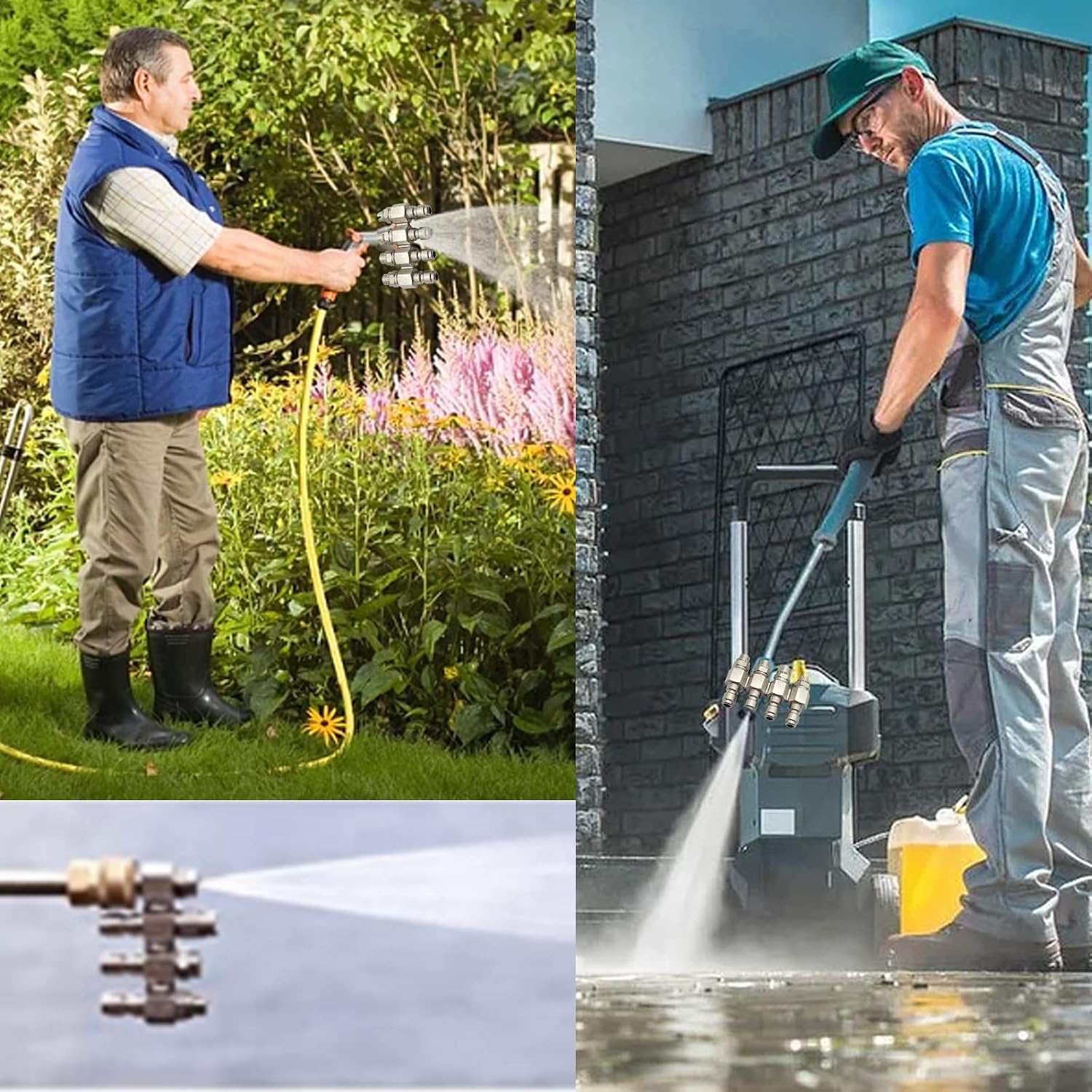 J Rod Tip 4 Way Pressure Washer Nozzle For 4 GPM Pressure Washer JRod Nozzle - Jrod 4 Way Tip Holder 1/4" Jrod Tip Quick Connect Soft Wash System - JRod Pressure Washer 4 Tip Soft Wash Nozzle