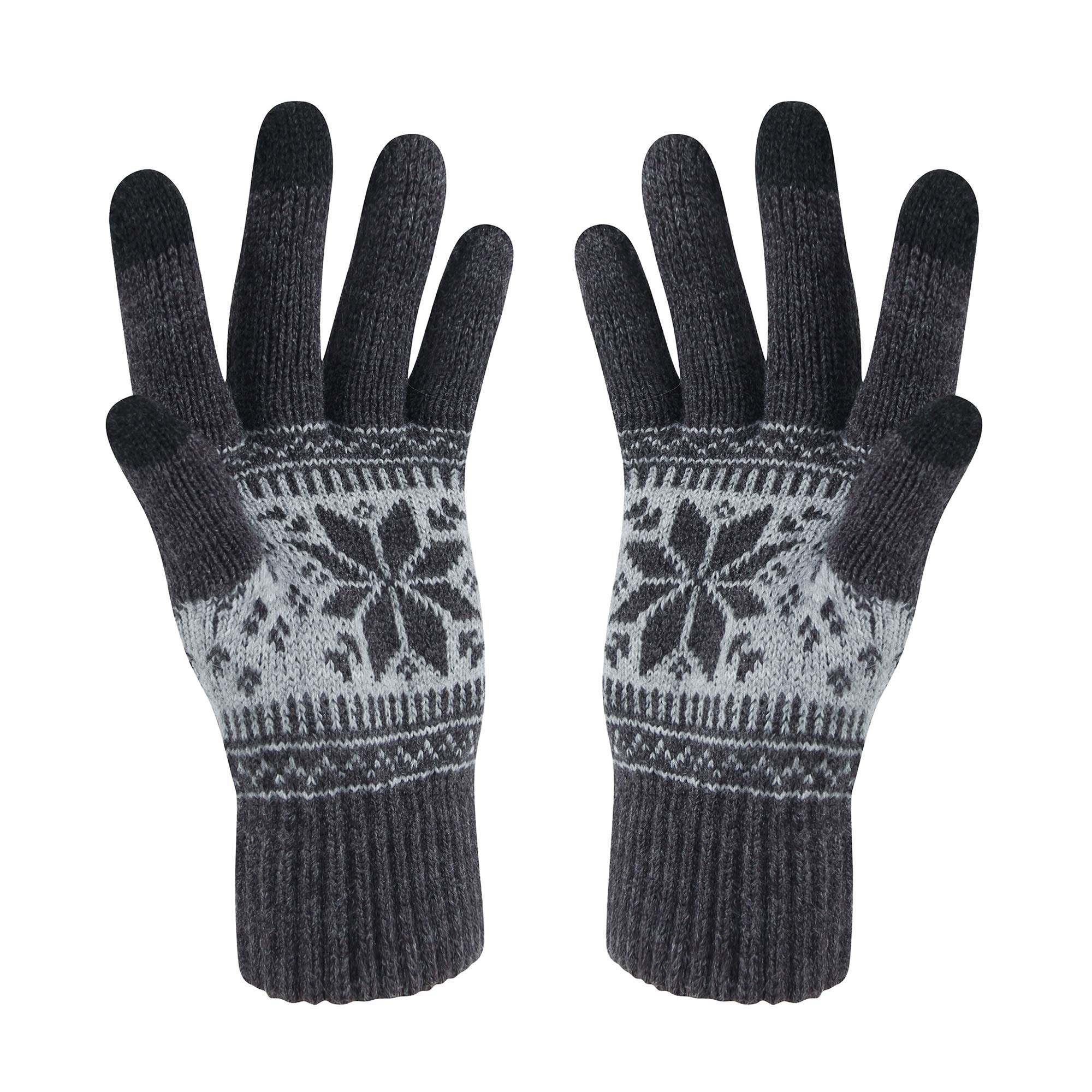 HÖTER Winter Touch Screen Gloves Snow Flower Printing Keep Warm for Women and Men