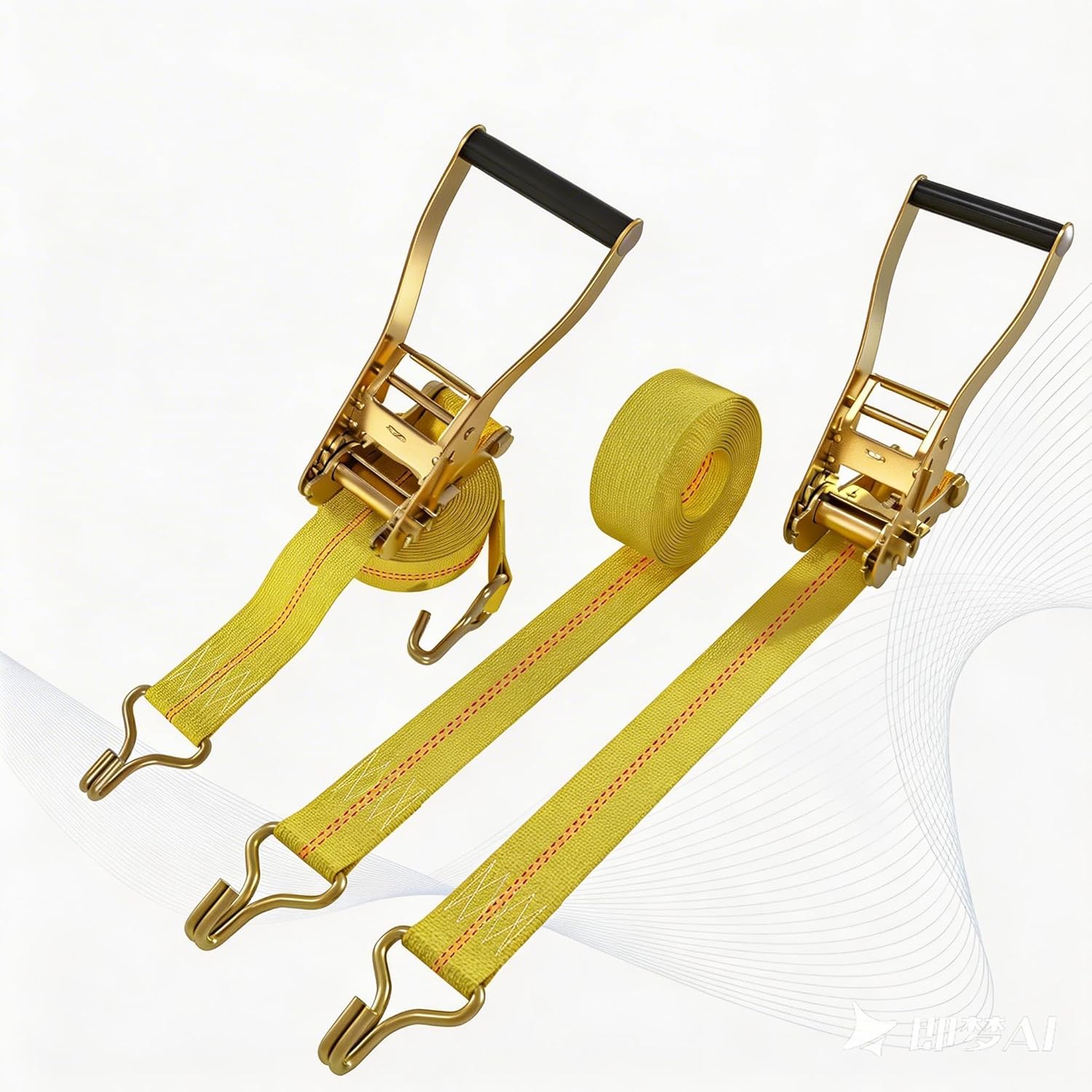Ratchet Straps, Heavy Duty Tie Down 2" x 27' Heavy Duty Cargo Tie-Downs, 3333 LBS Working Load, 10000 LBS Break Strength, Double J Hook Cargo Ratchet Strap for Moving Truck Trailers Motorcycles Kayaks