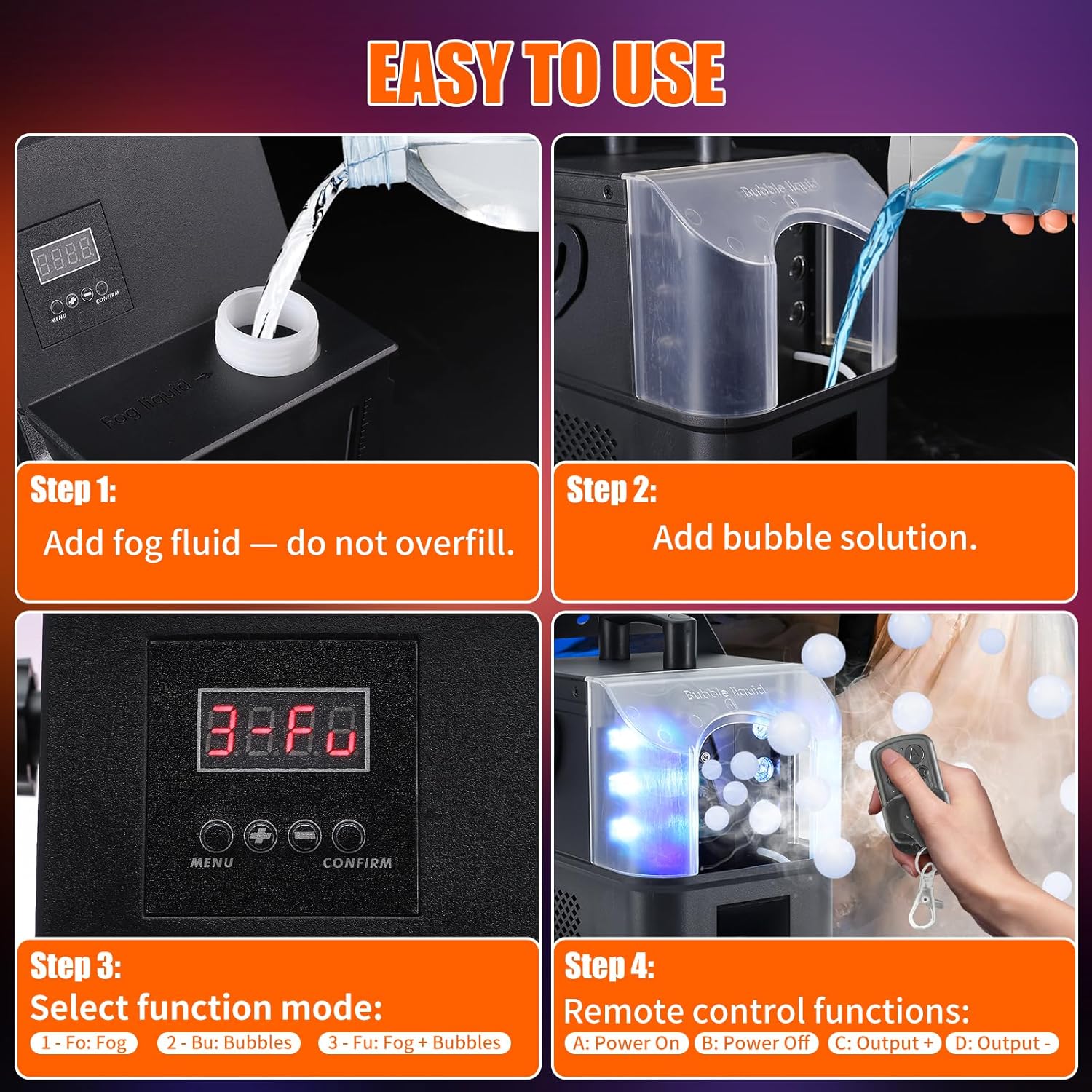 Fog Bubble Machine 900W 3 in 1 Smoke Bubble Machine with Lights for Halloween Party Outdoor Indoor DJ Wedding Photography