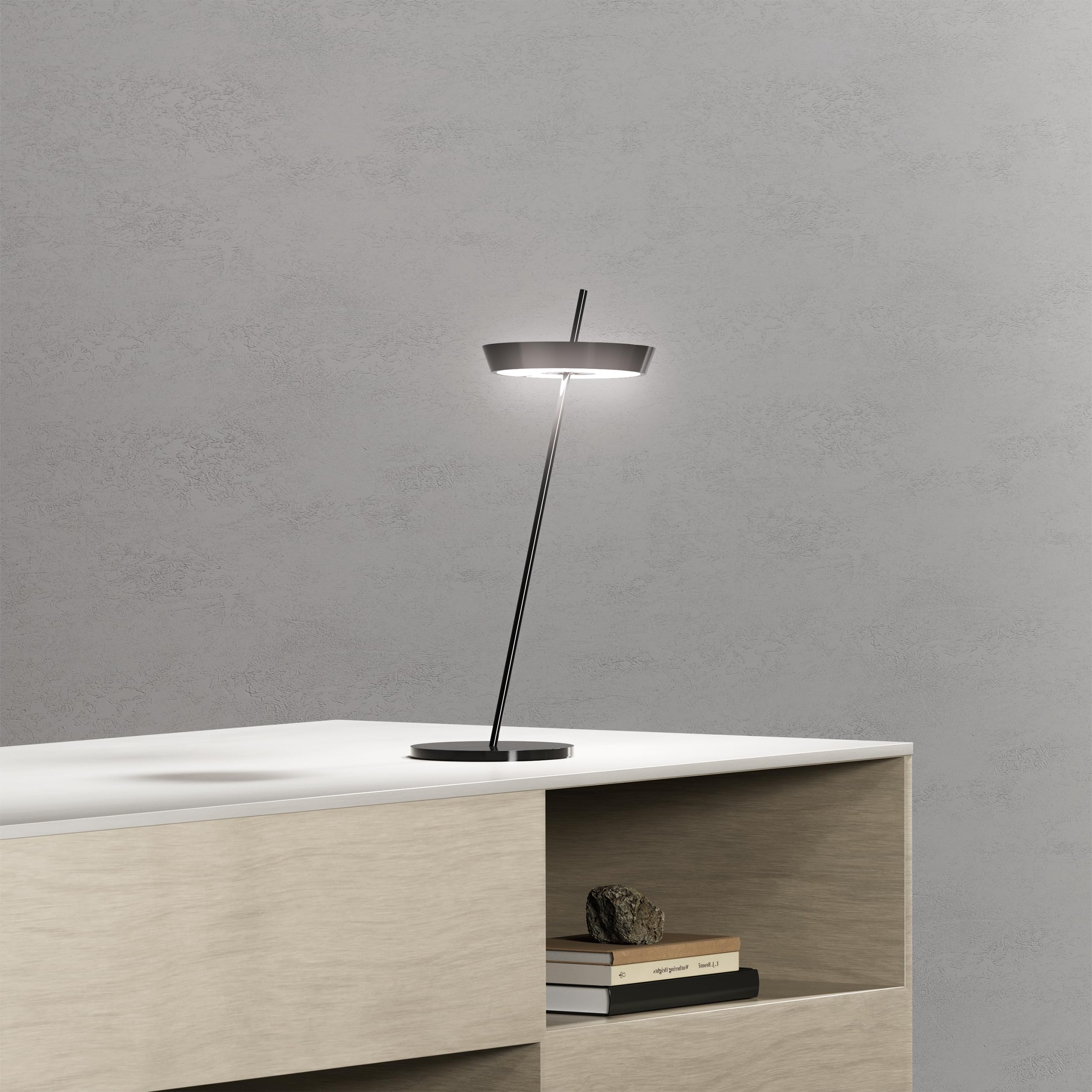 SIGOR Mahina Tischleuchte - Dimmbare LED Akku-Tischleuchte, Höhe 35,5 cm, aufladbar mit USB-C, 10 h Leuchtdauer, keramikschwarz