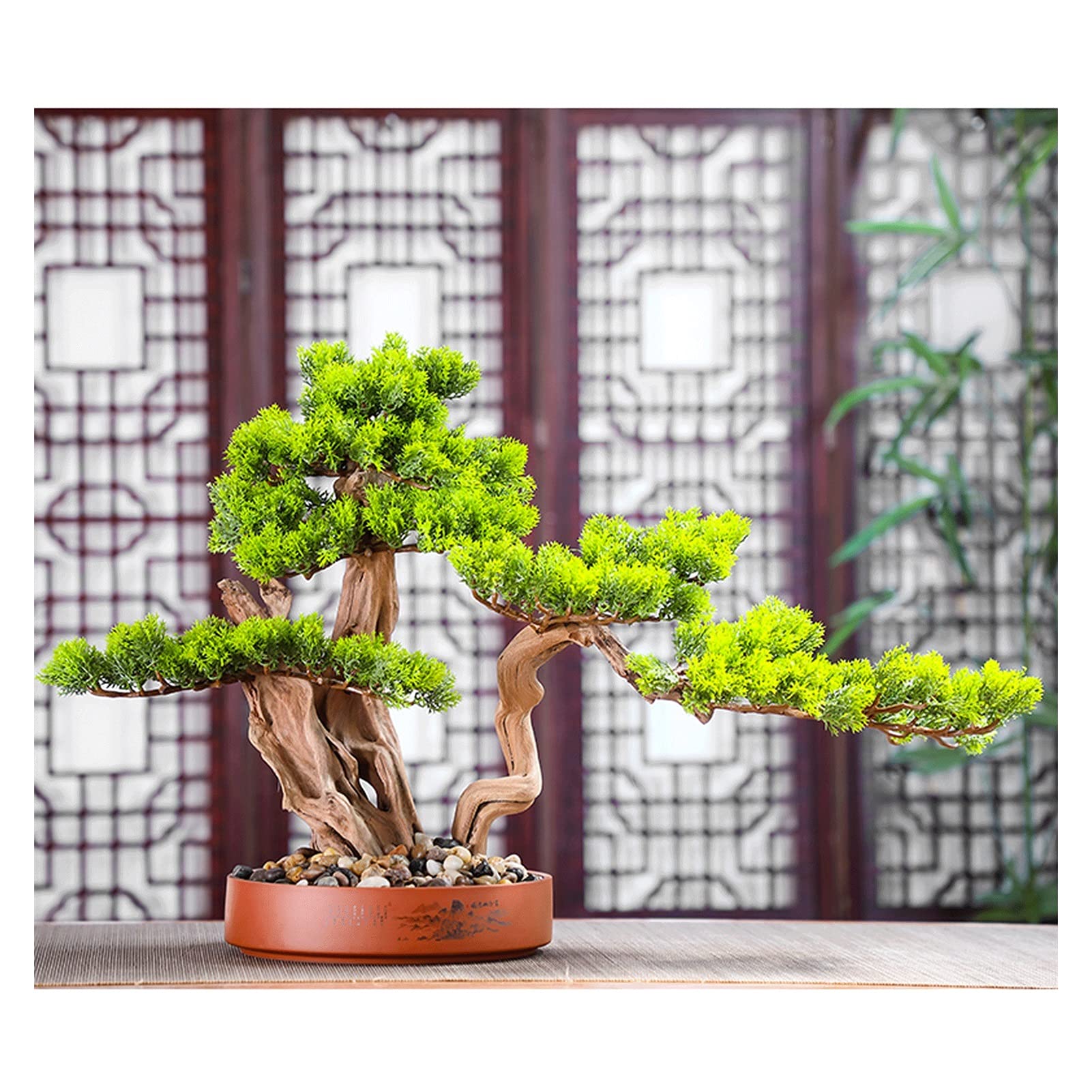 zxb-shop Symulacja drzewo 38 cm sztuczna sosna drzewo bonsai, chiński zen dom szczęśliwe dekoracje sztuczne rośliny, sztuczne rośliny do domu biura wnętrz dekoracja sztuczne drzewo bonsai