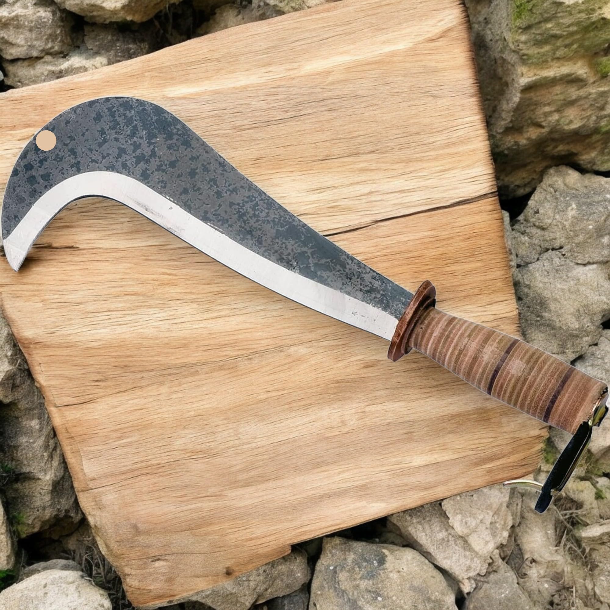 Roncola da agricoltura Tipo Bergamo 43 Cm Manico in cuoio Lama in acciaio Machete macete
