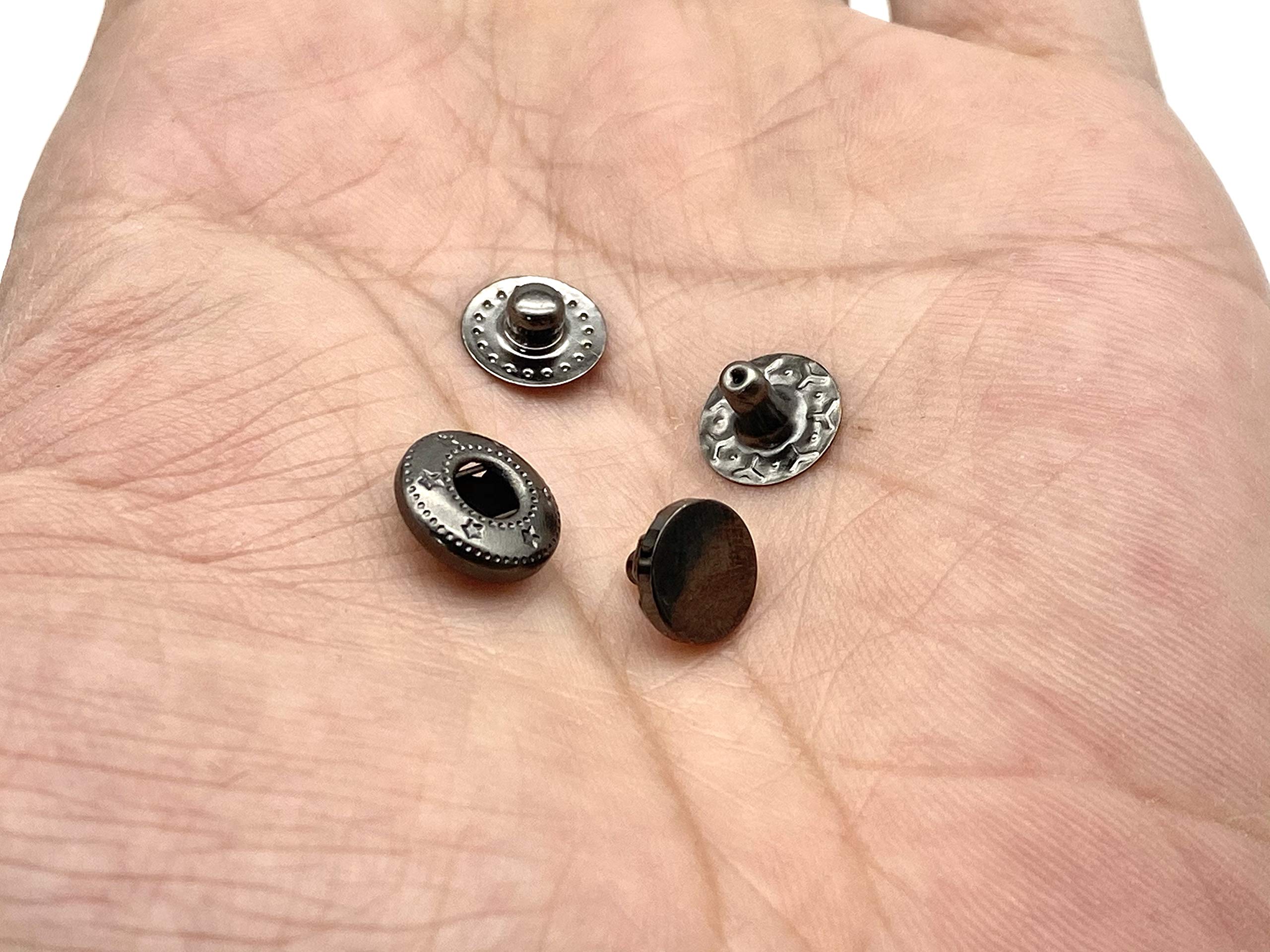 Bottoni automatici per bottoni a pressione 17mm 4 parti S, resistenti e leggeri, bottoni automatici in metallo per artigianato in pelle fai-da-te, abbigliamento, canna di fucile, 100 pezzi