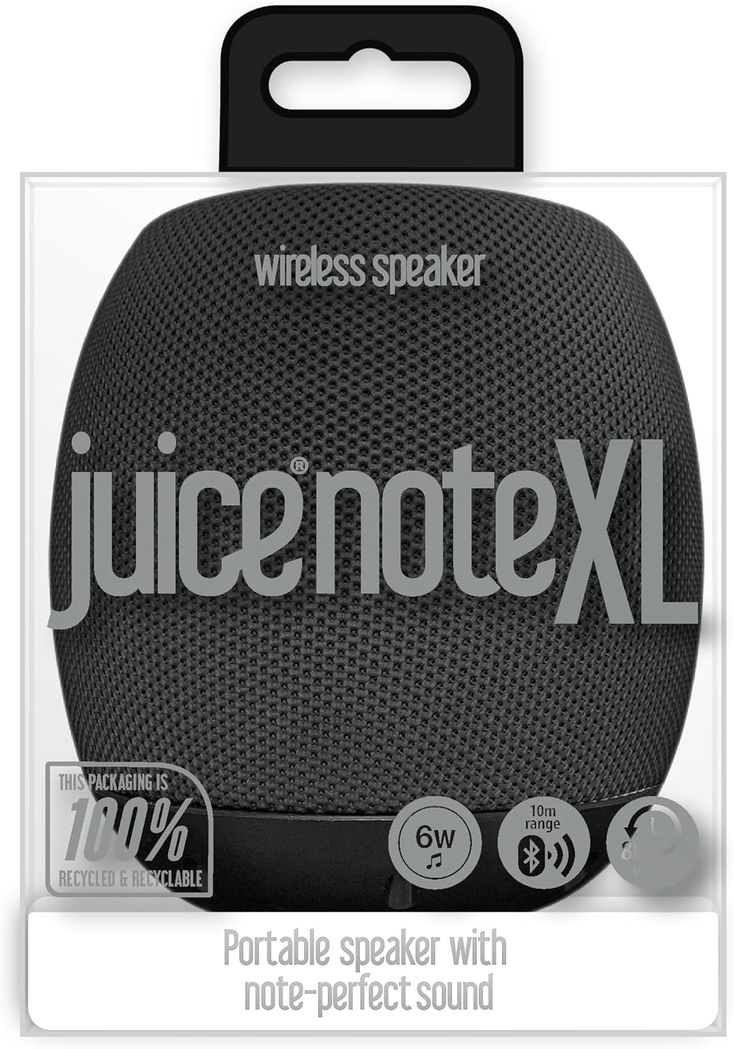 Juice Note XL Portable Bluetooth Speaker, Wireless Rechargeable Device, Super Bass, Stereo, for Iphone, Ipod, Ipad, Samsung, Smartphone, Mp3 Player, Tablet, Laptop, PC, Travel, Black