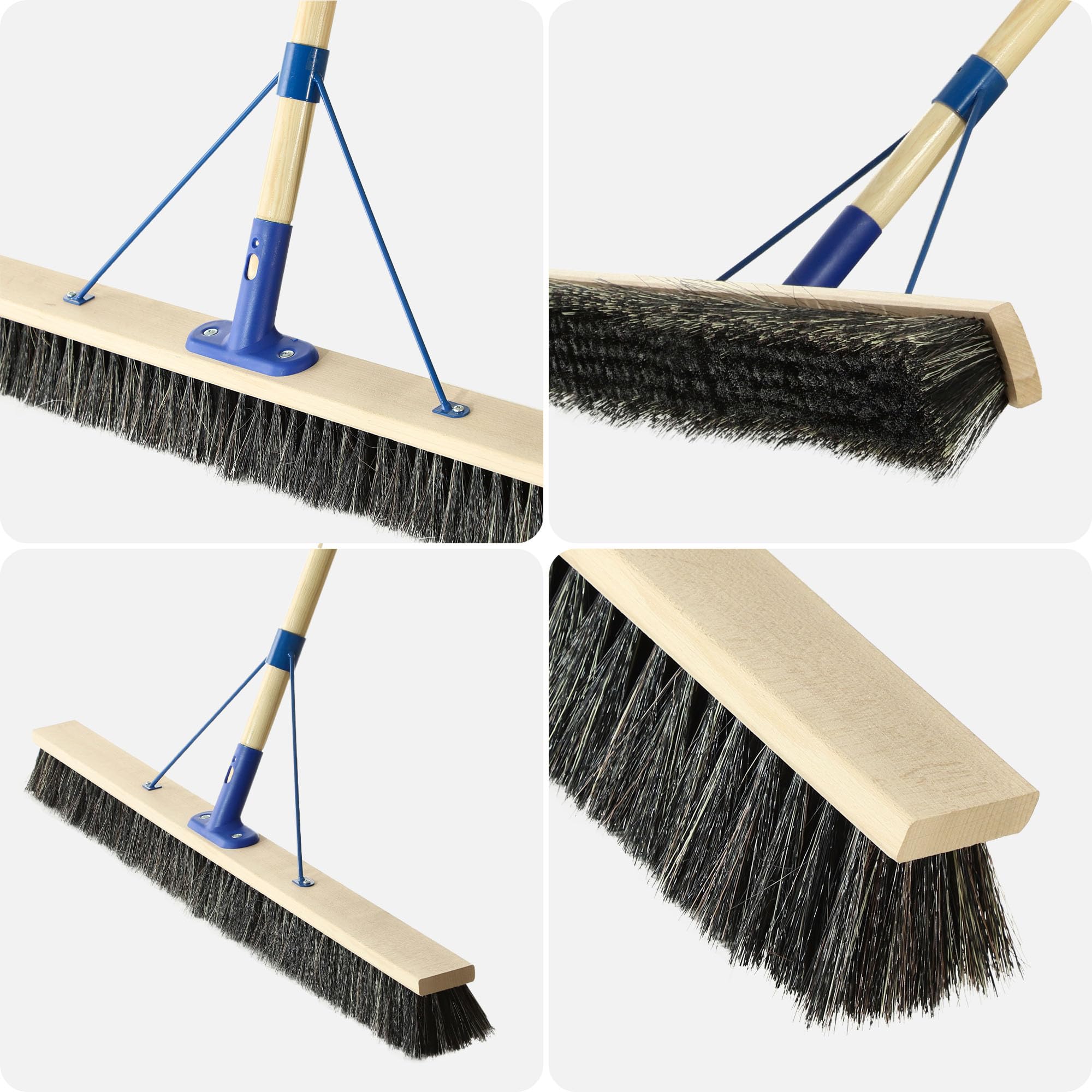 KADAX Balai de Rue Avec Long Manche en Bois, Large et Robuste, Brosse à Récurer Industrielle Pour Sol et Cour (100 cm)