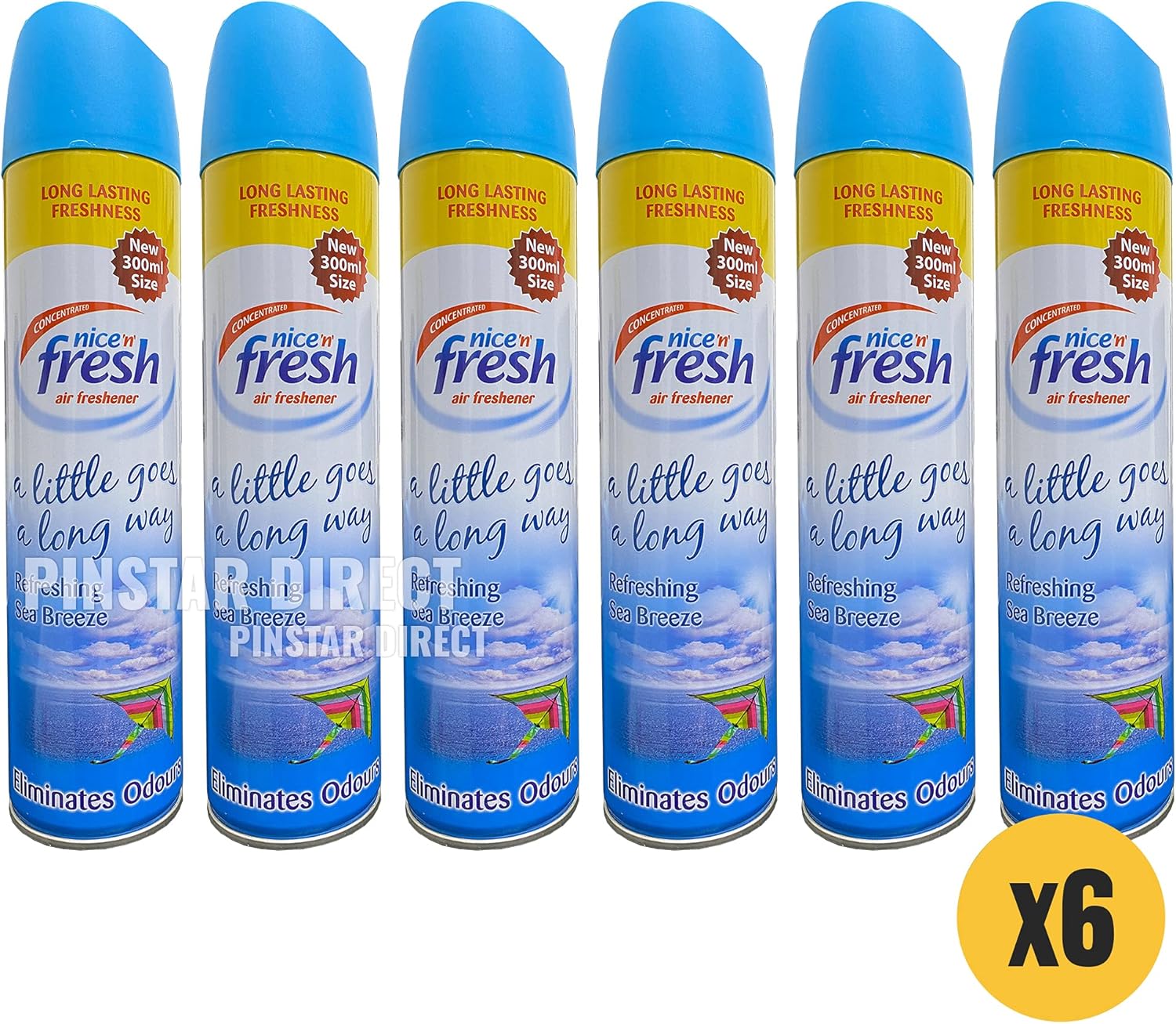 Nice n Fresh Refreshing Sea Breeze Air Freshener 6x Room Spray 300ml