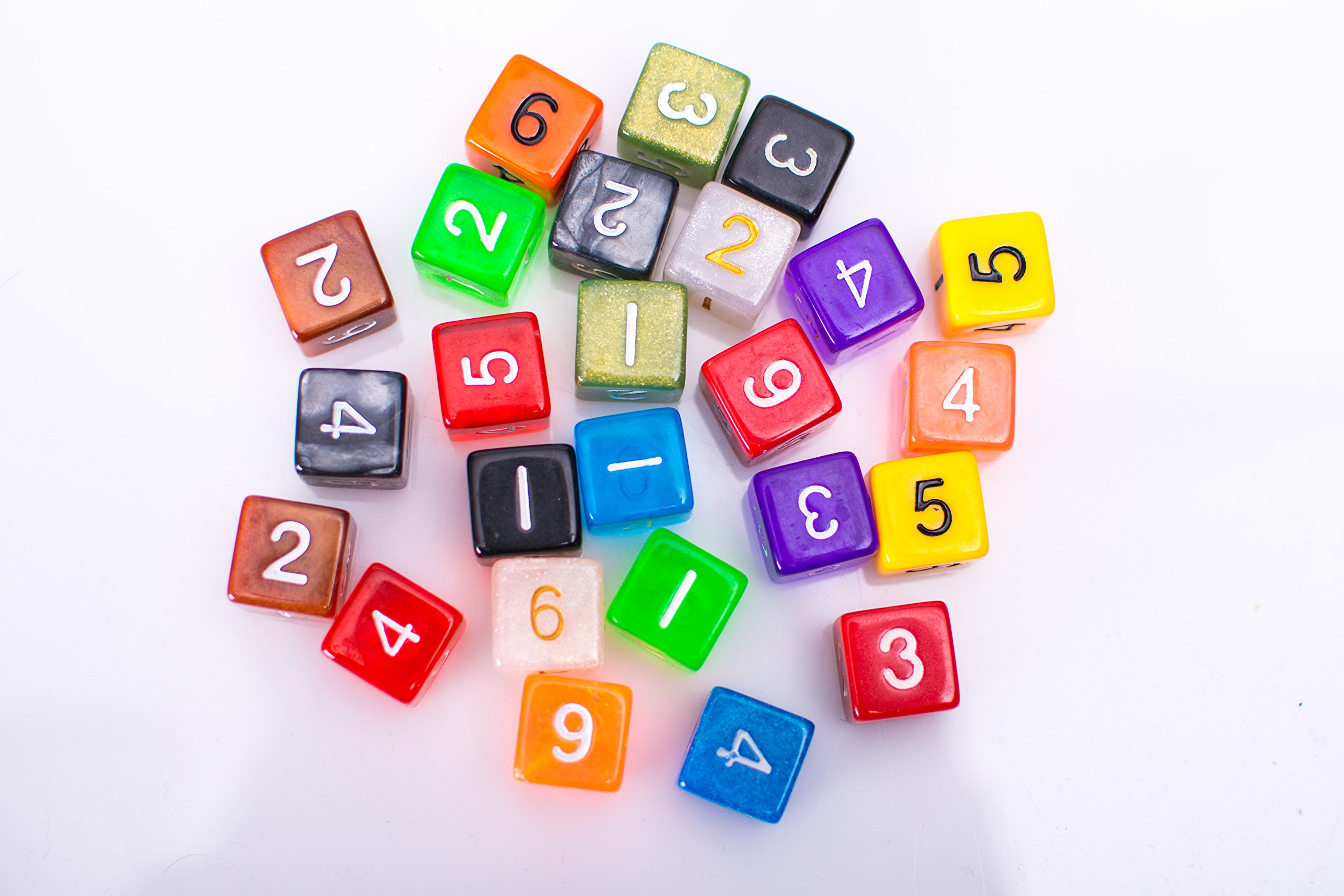 Easy Roller Dice Co. Paquete de 25 dados surtidos de 6 caras – Surtido de dados poliedrales D6 multicolor