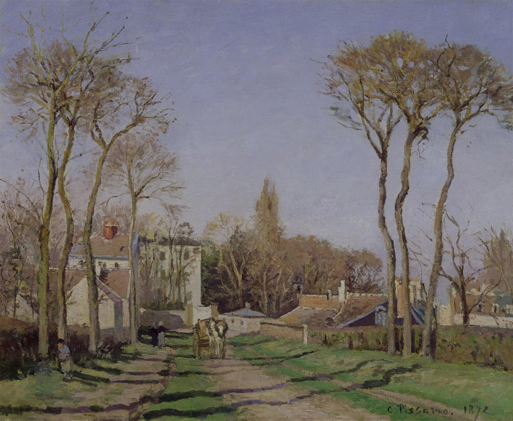 ARTXLXXBN Famous Art Print Poster Vintage Wall Art Entrance to the Village of Voisins Yvelines by Camille Jacob Pissarro Canvas Art Poster for Home Decor 60x90cm