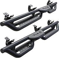 AUTOBULL 6" 2-Step Running Boards for 2007-2018 Jeep Wrangler JK JKU Unlimited 4-Door - Heavy-Duty Black Carbon Steel Nerf Bars, 550 lbs Capacity