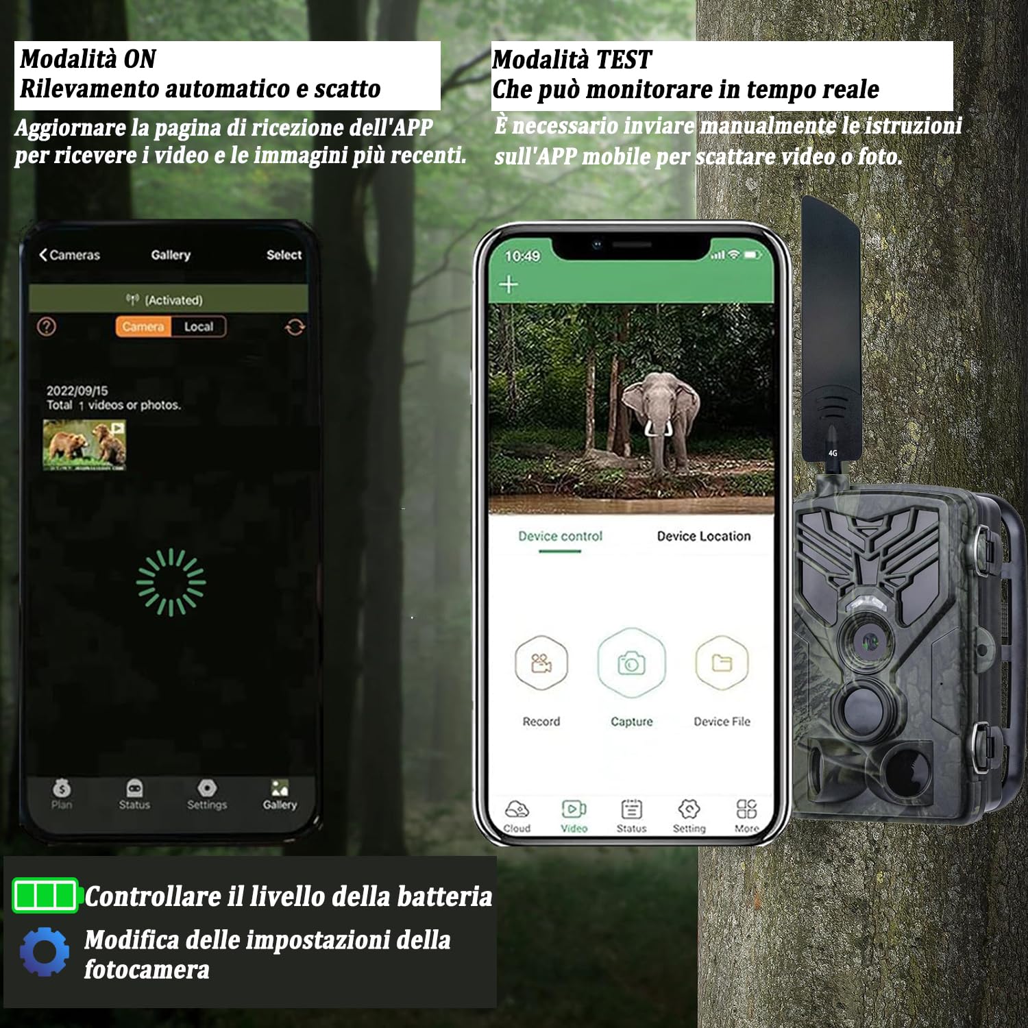 Fototrappola 4G 120MP 4K con SIM Telefonica, Fotocamera Caccia Notturna Impermeabile con Movimento Attivato
