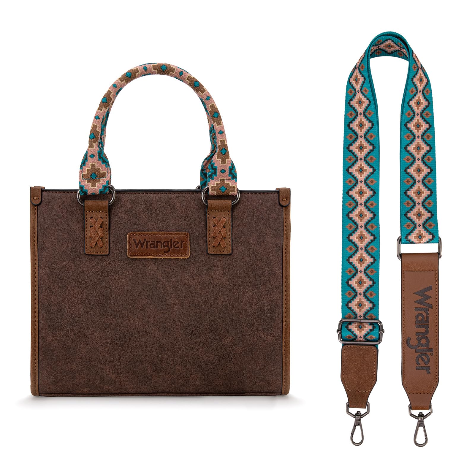 Montana West Wrangler Tote Bag for Women Western Retro Purse Top Handle Handbags with Aztec Strap