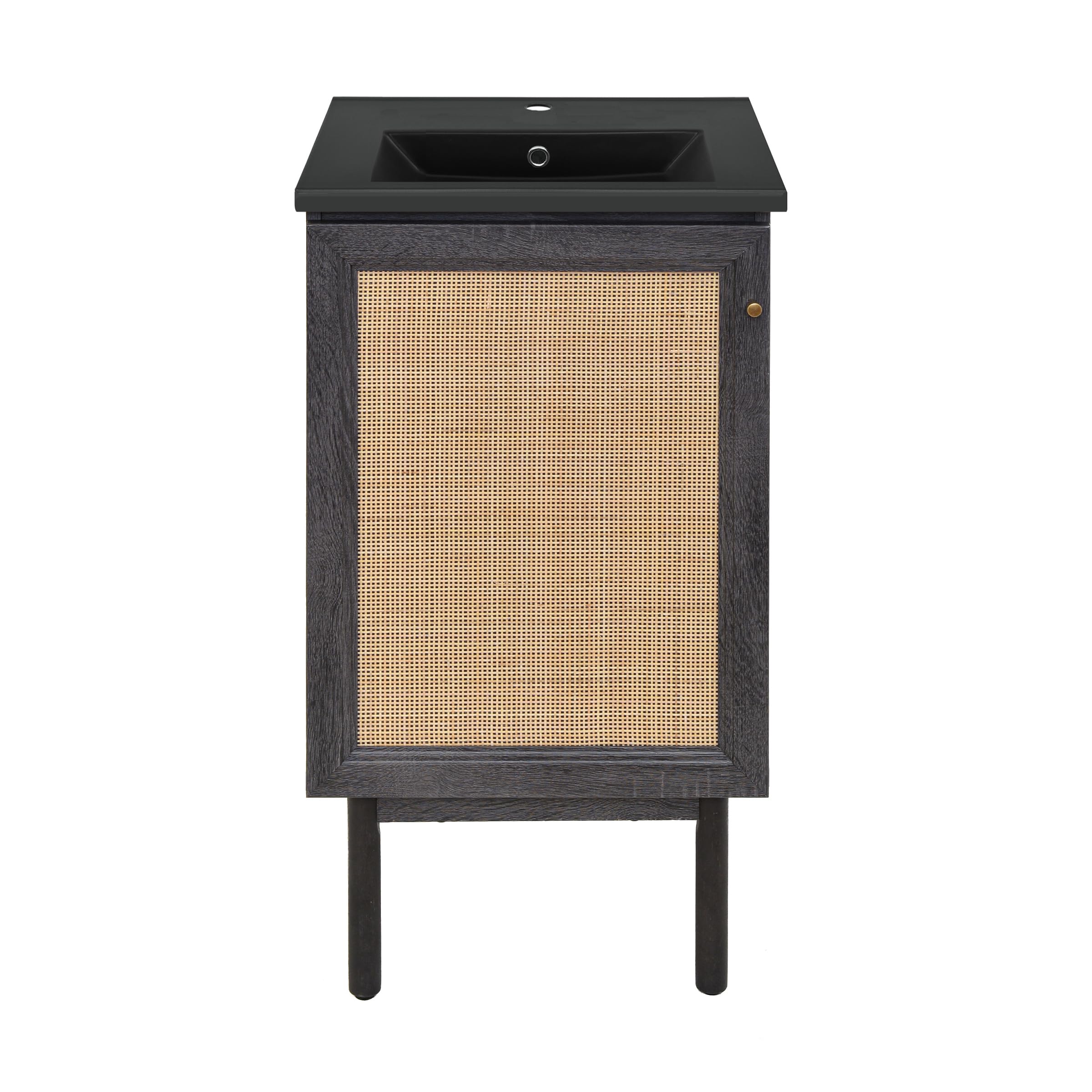 Swiss Madison Classe 18 in. Black Oak Bathroom Vanity with Black Ceramic Sink Top