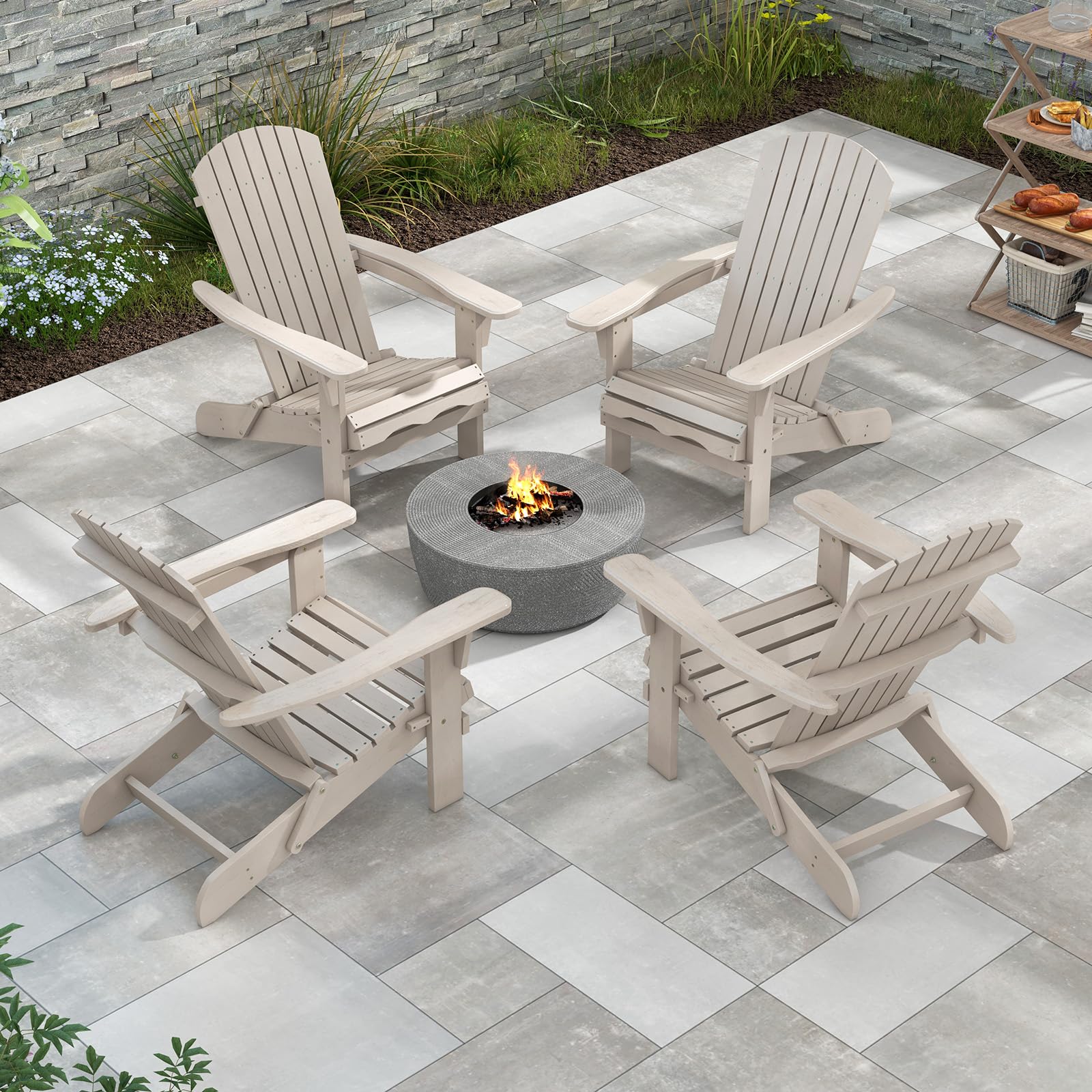 COSTWAY 1/2 Sillas de Jardin Adirondack Plegable, Silla Tumbona Madera Abeto, Respaldo Alto y Reposabrazos Anchos, Sillón Adirondack Jardin Terraza Balcon, 89 x 71 x 94 cm, Max180kg (2, Gris, m)