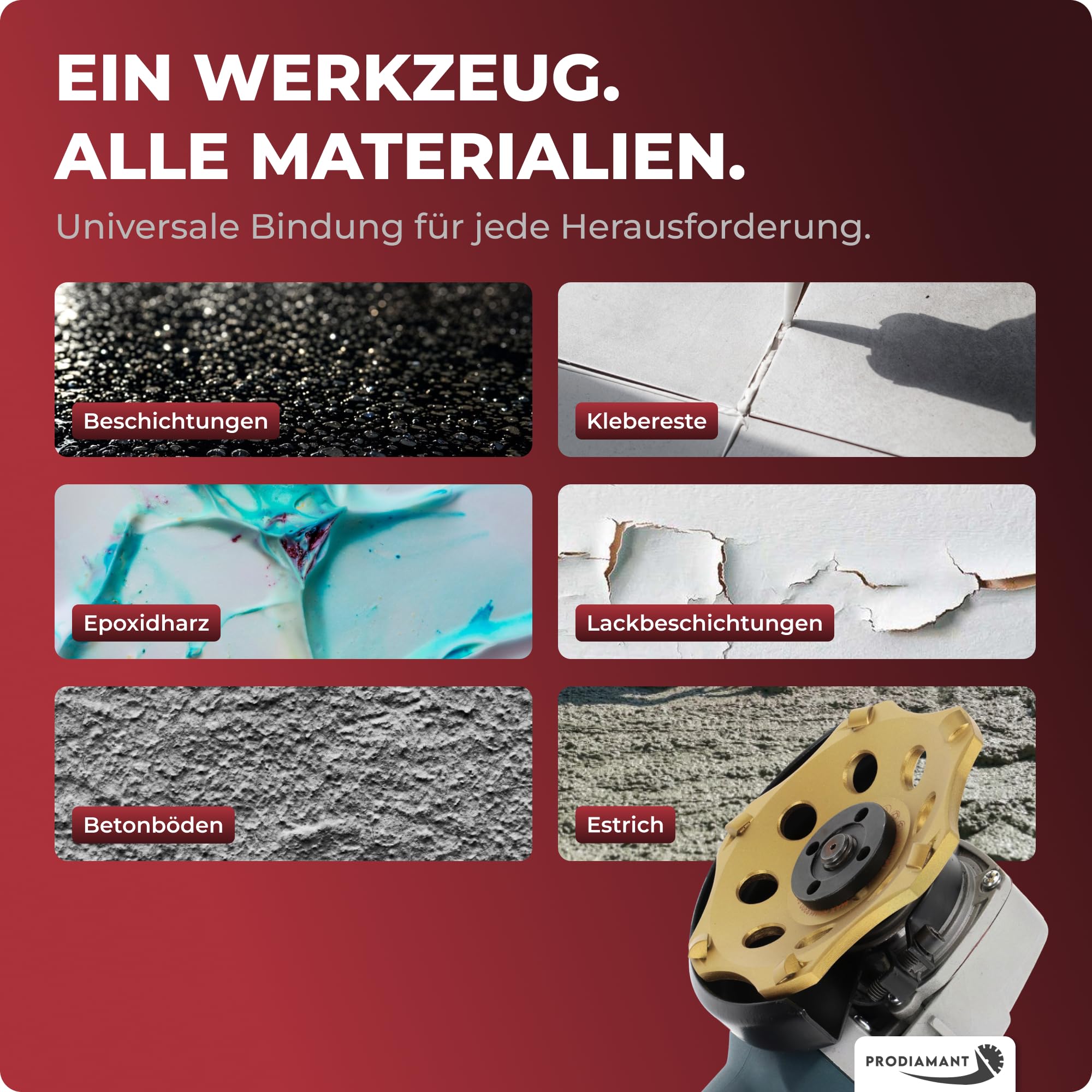 PRODIAMANT PKD Diamantschleiftopf 125mm Winkelschleifer 6 Segmente Beton Estrich