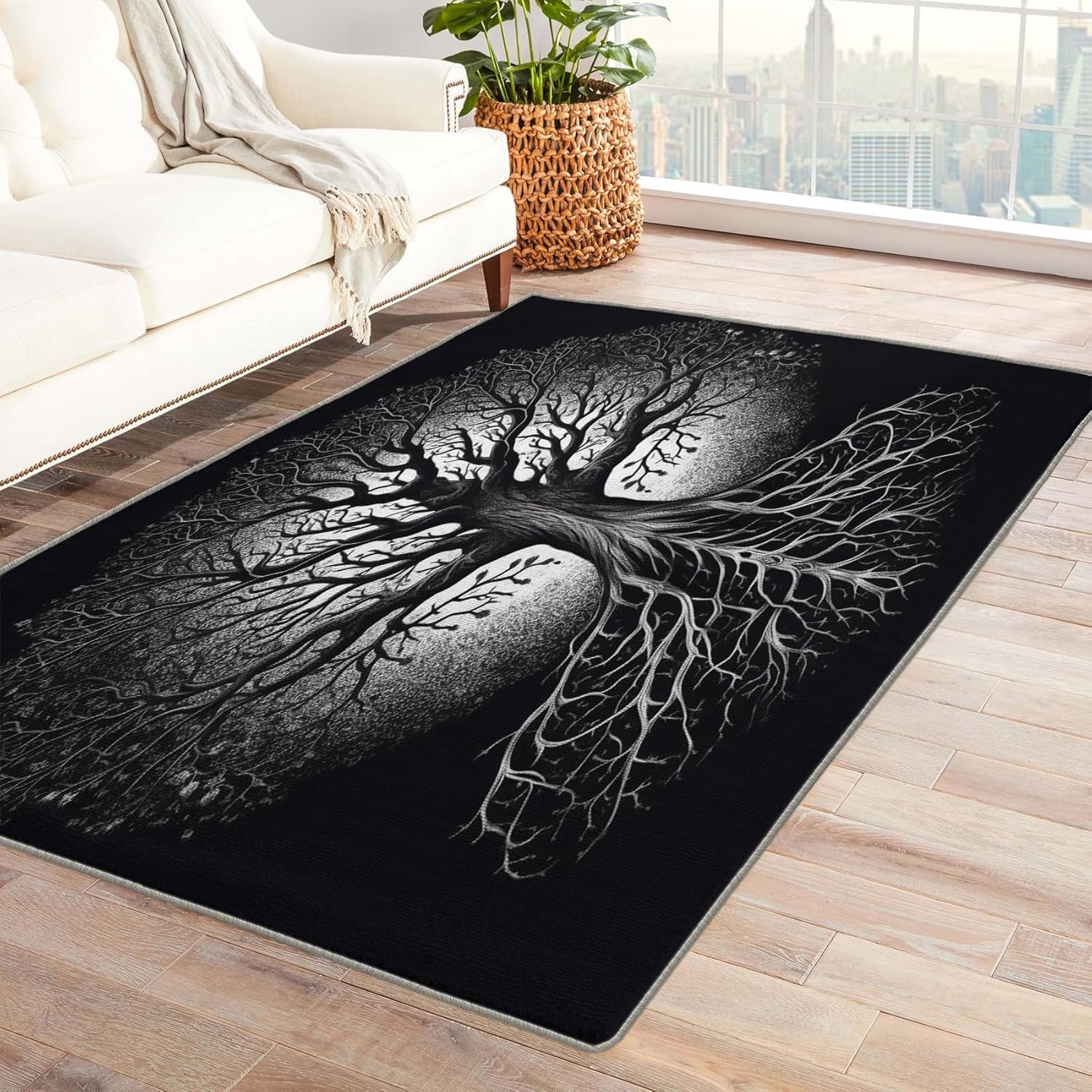 Bunny Rug & Home Decor - Washable Rug 2x3 - Rabbit Rugs for Entryway Living Room Bedroom - Non Slip Soft Indoor Door Mat - Small Area Rug - Rabbits Carpet - Bunny Room Decor