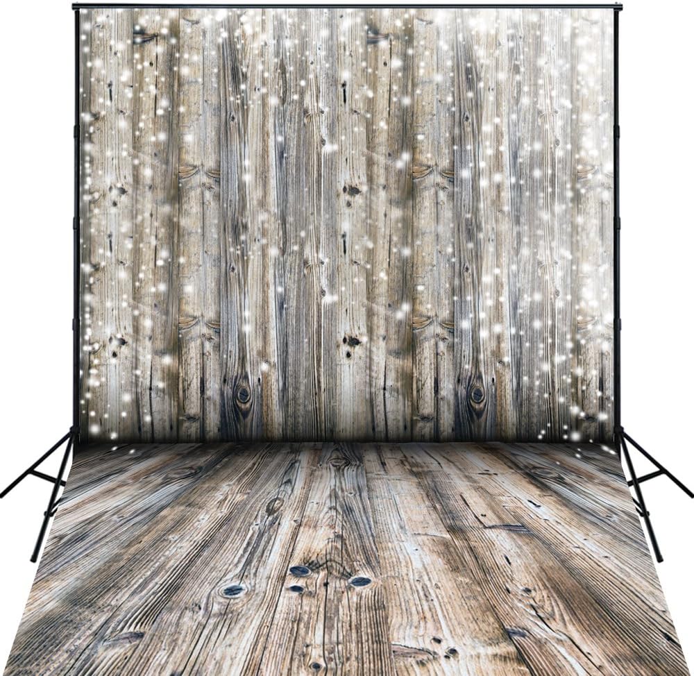 4X6ft Art Fabric Photography Vintage Grey sparkling Wood Backdrop D2389