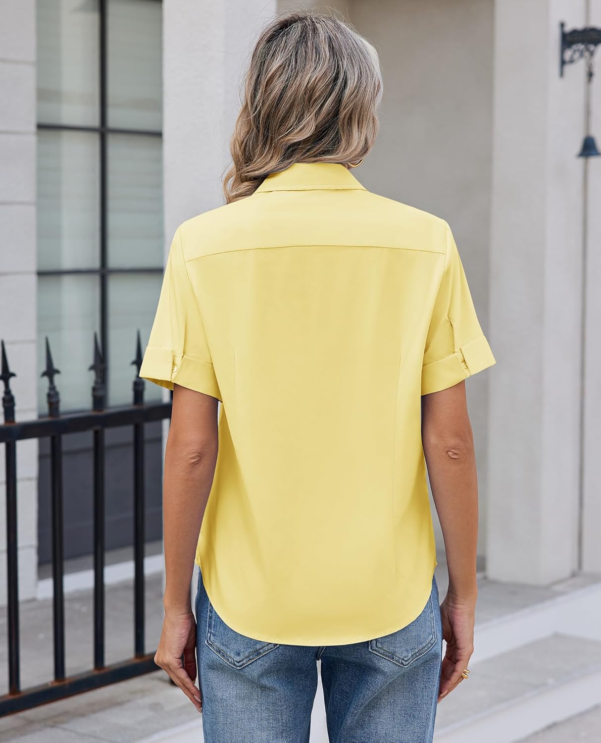 siliteelon Womens Button Down Shirt Stain Shield Short Sleeve Wrinkle Free Dress Shirt Work Blouse Business Casual Tops - Image 5