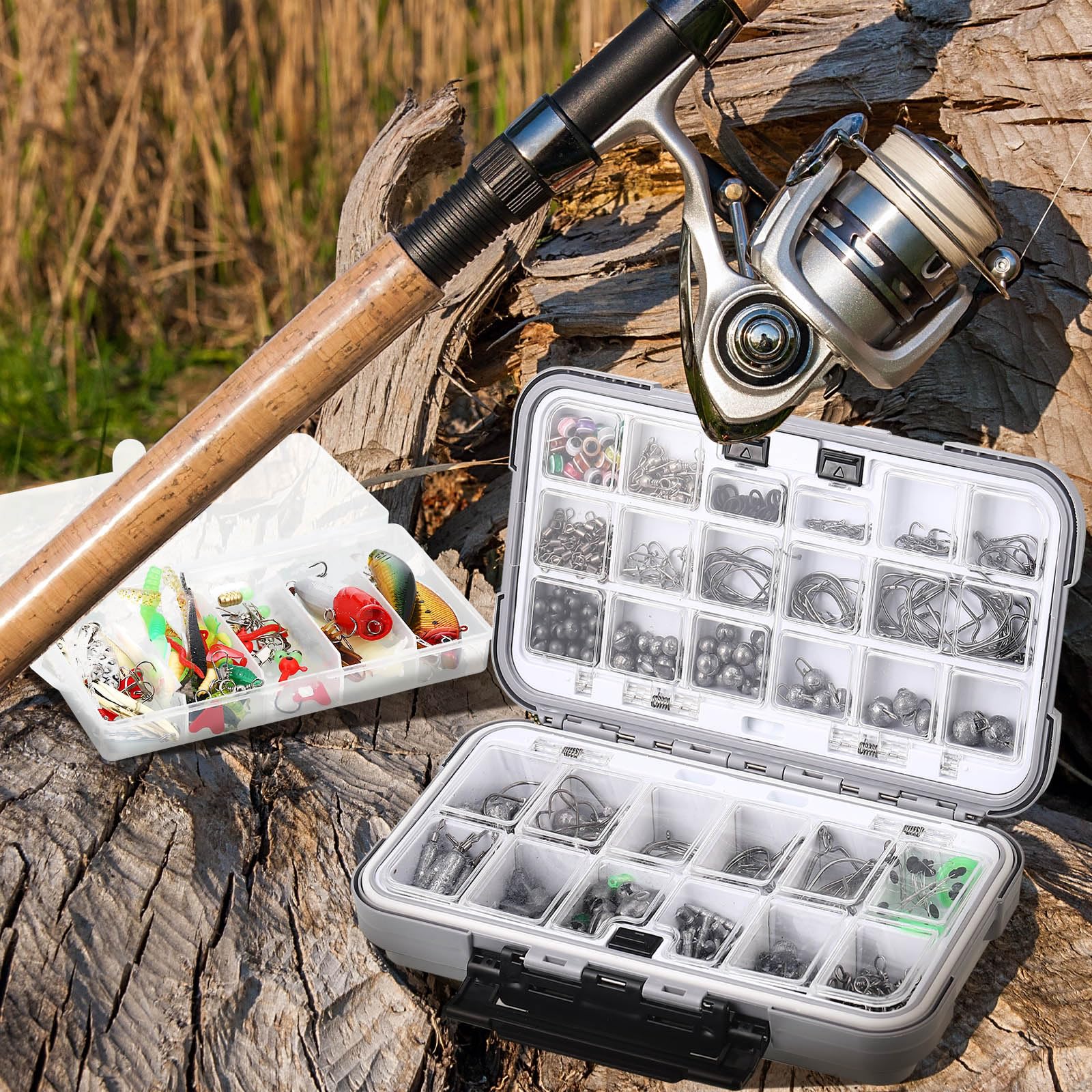 Sosation 482 Pcs Fishing Gifts for Men Fishing Sling Bag Tool Gear Equipment Accessories Kit Fish Backpack Tackle Box with Tackle Included Fish Hook Remover Tool Lures Lip Gripper(Black) : Sports