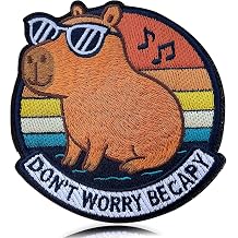 Chill Capybara Morale Patch Dont Worry Be Capy Funny 3" Embroidered Animal Patch with Sunglasses, Hook & Loop Backing for Backpacks, Jackets, Dog Vests, Tactical Gear & Patch Walls