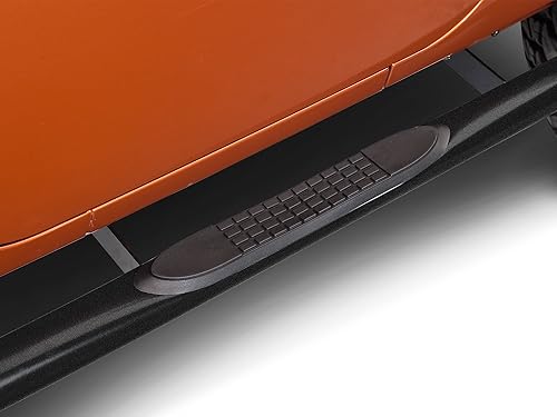 Miniatura 2 de Redrock - Barras laterales curvadas redondas de 3 pulgadas negro texturizado compatible con Jeep Wrangler JK 07-18 de 2 puertas