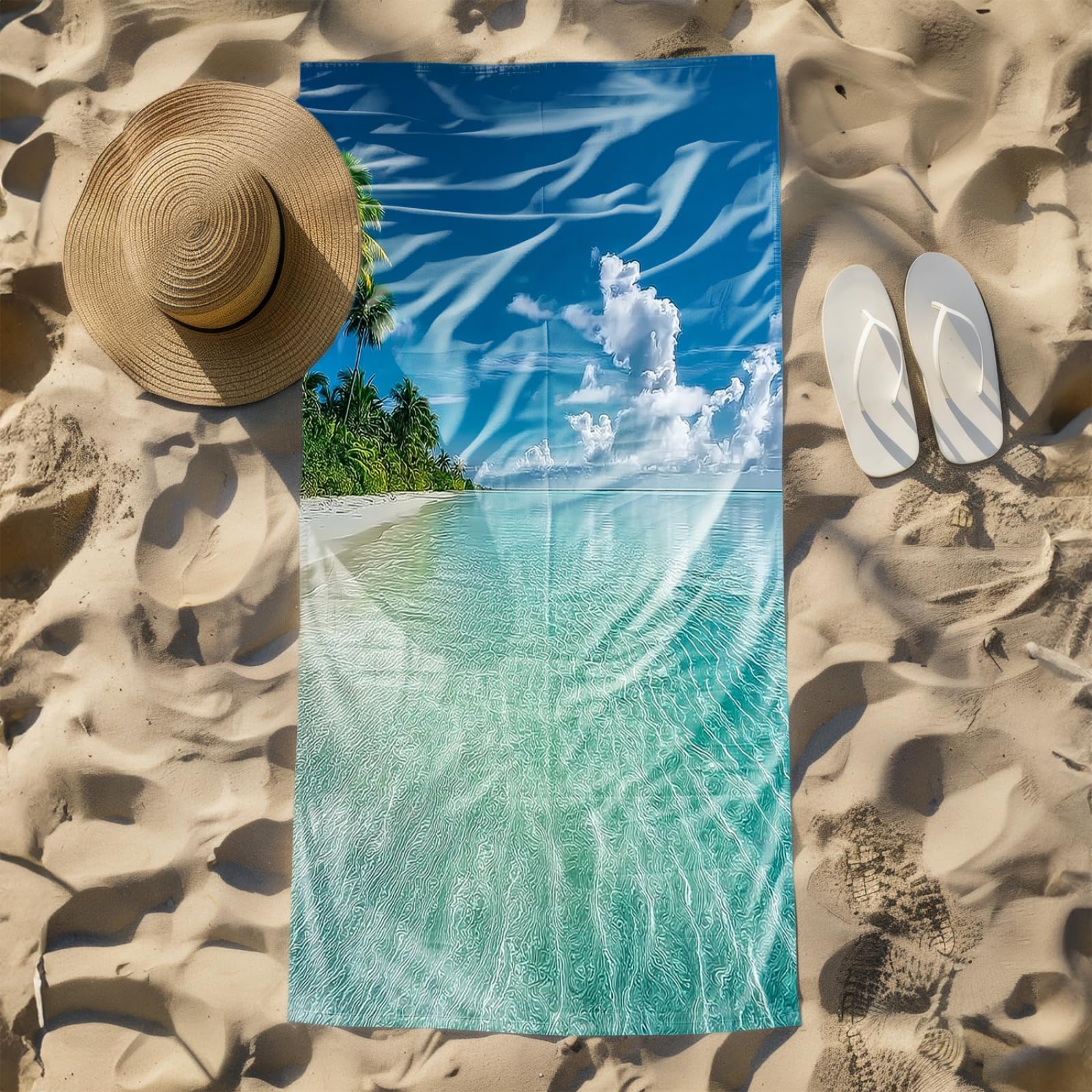 Genérico Toalla Playa Grande Azul Mar Cielo Microfibra Secado Rápido Oversize Toalla Sin Arena Súper Ligera Piscina Camping Picnic Yoga Gimnasio Y Deportes Viaje